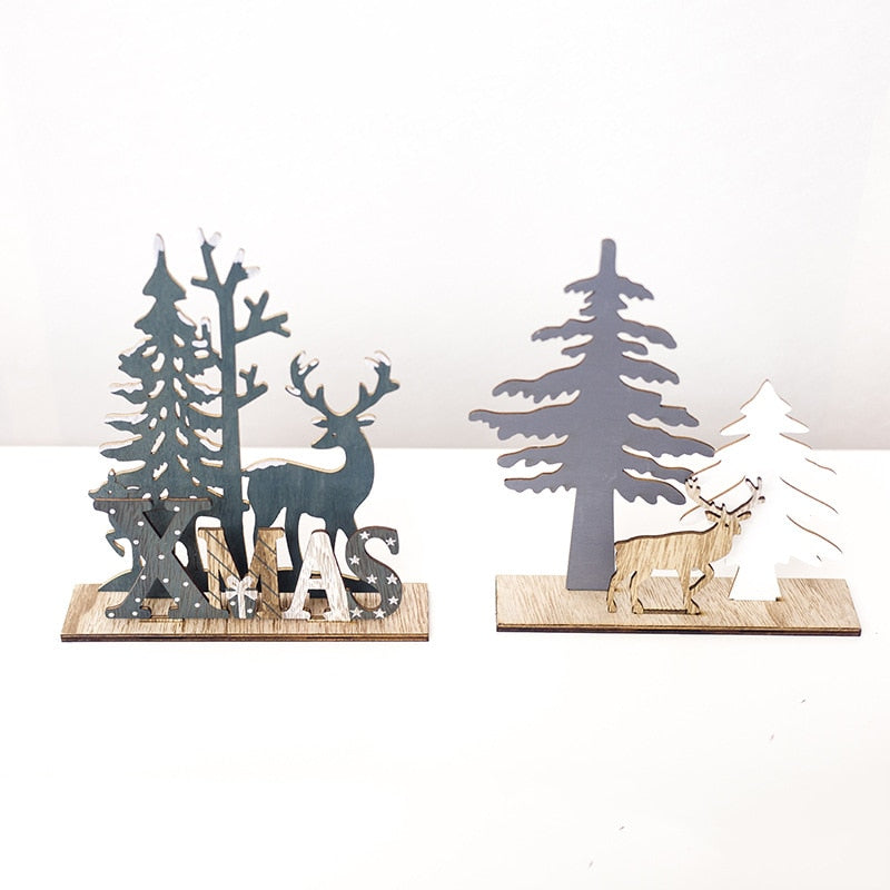 Natural Xmas Elk Wooden Craft Christmas