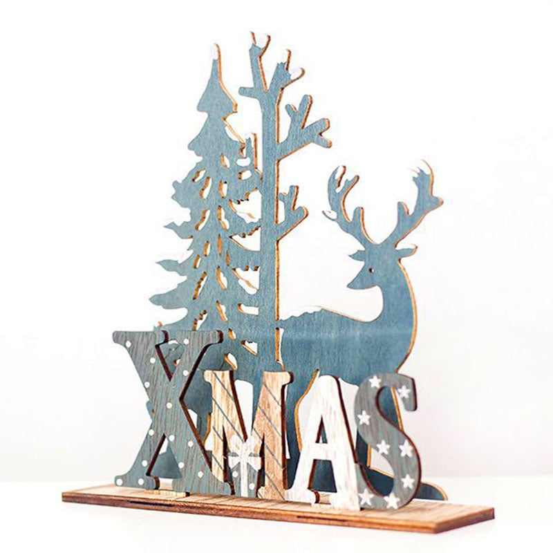 Natural Xmas Elk Wooden Craft Christmas