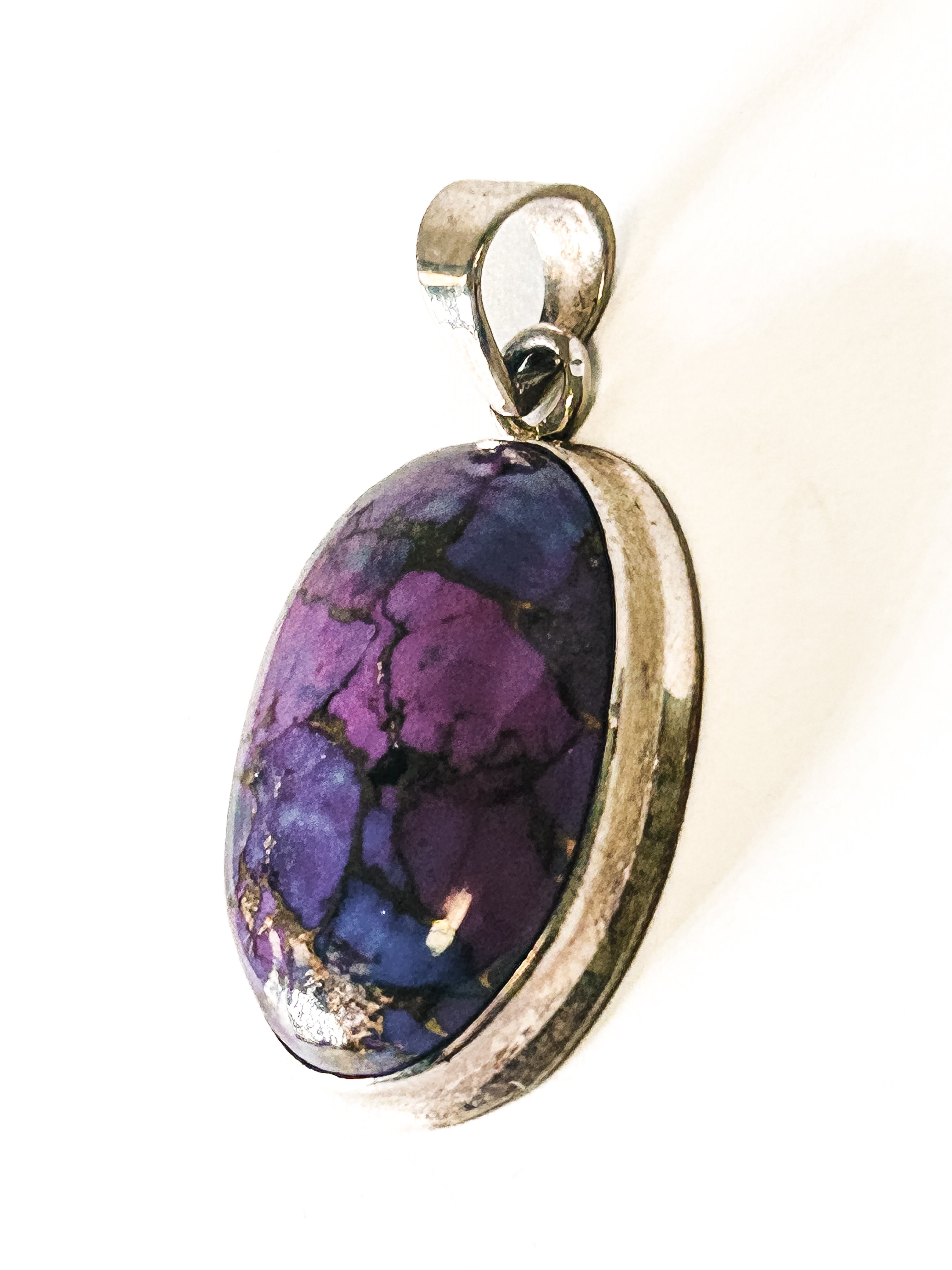 Vintage 925 Sterling silver Purple Copper Turquoise Pendant - Frijja, LLC