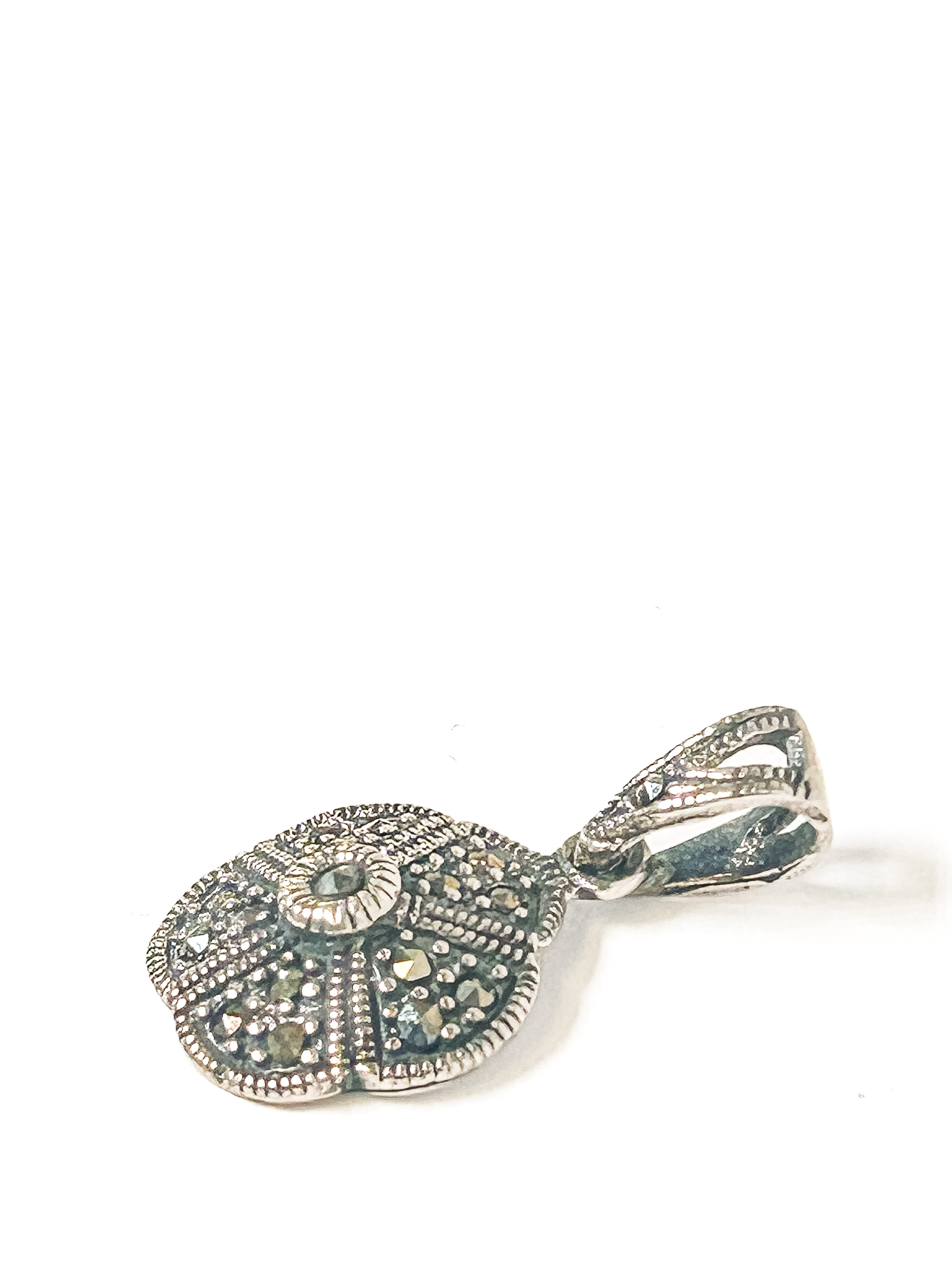 Vintage 925 Sterling Silver Flower Marcasite Pendant - Frijja, LLC