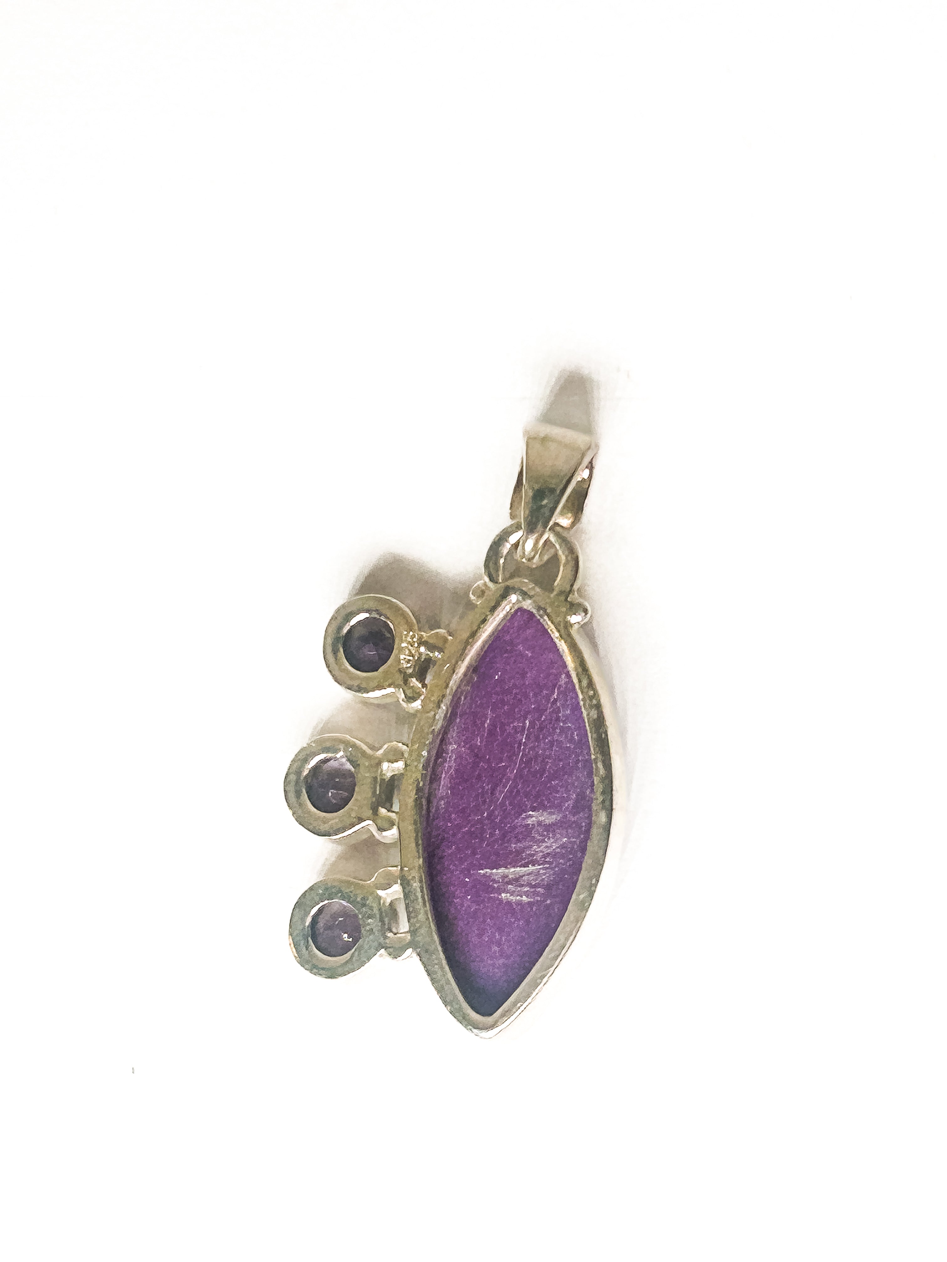Vintage 925 Sterling Silver Sugilite and Amethyst Pendant - Frijja, LLC