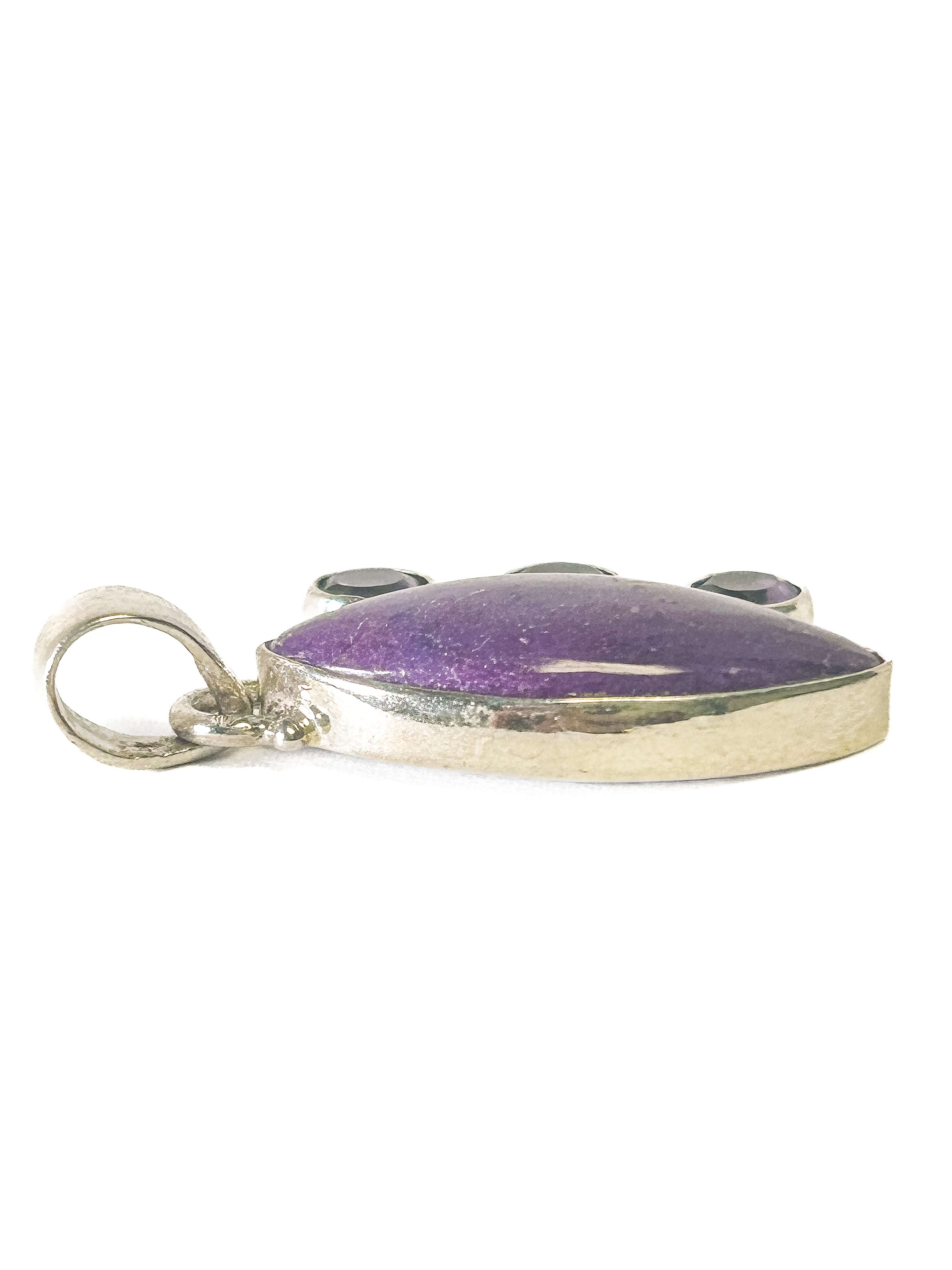 Vintage 925 Sterling Silver Sugilite and Amethyst Pendant - Frijja, LLC