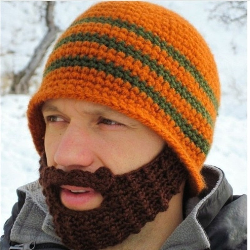 Winter Warm Handmade Knitted Crochet Beard Hat Ski Mask