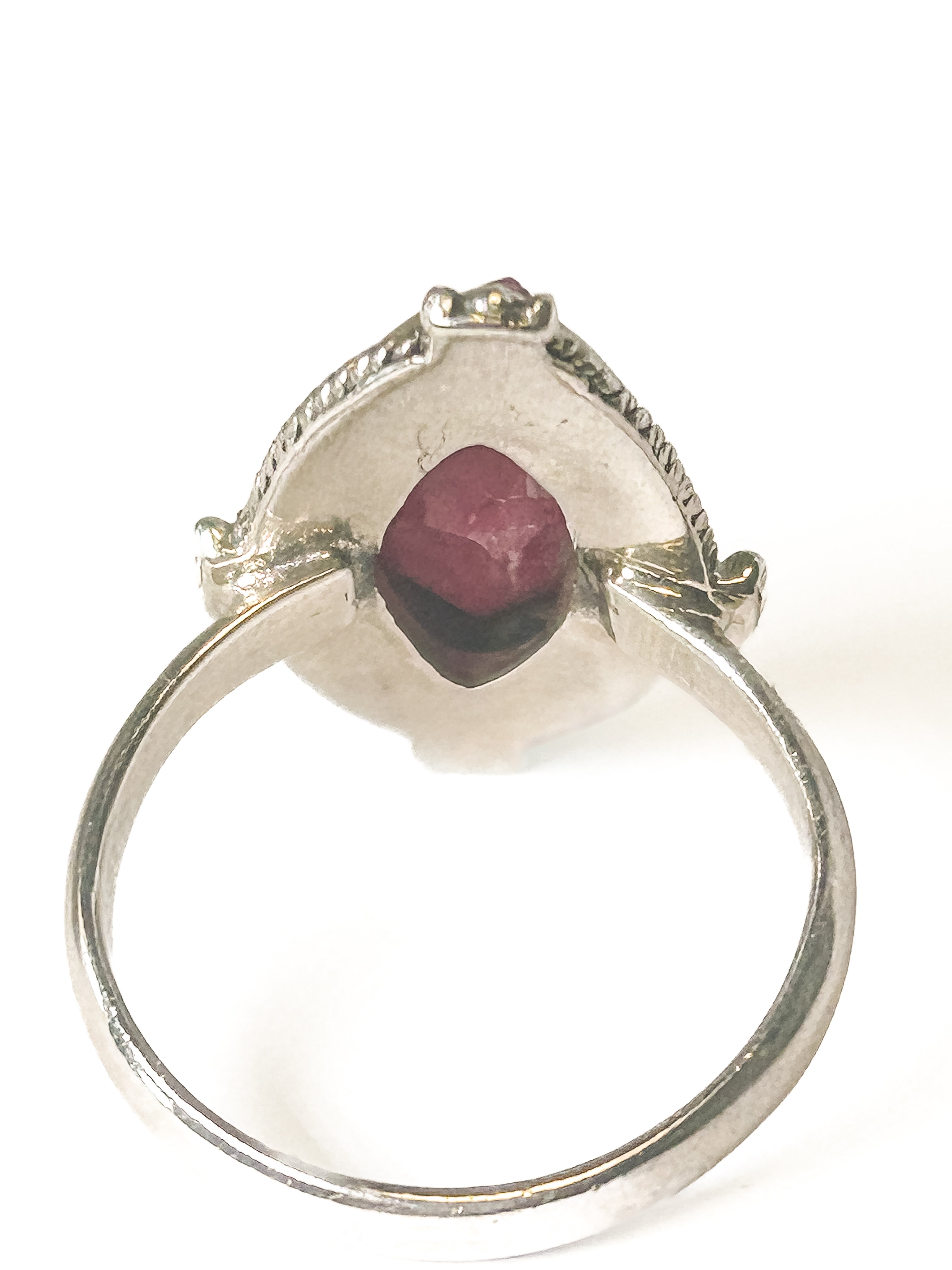 Vintage 925 Sterling Silver Oval Ruby Ring - Size 8 - Frijja, LLC