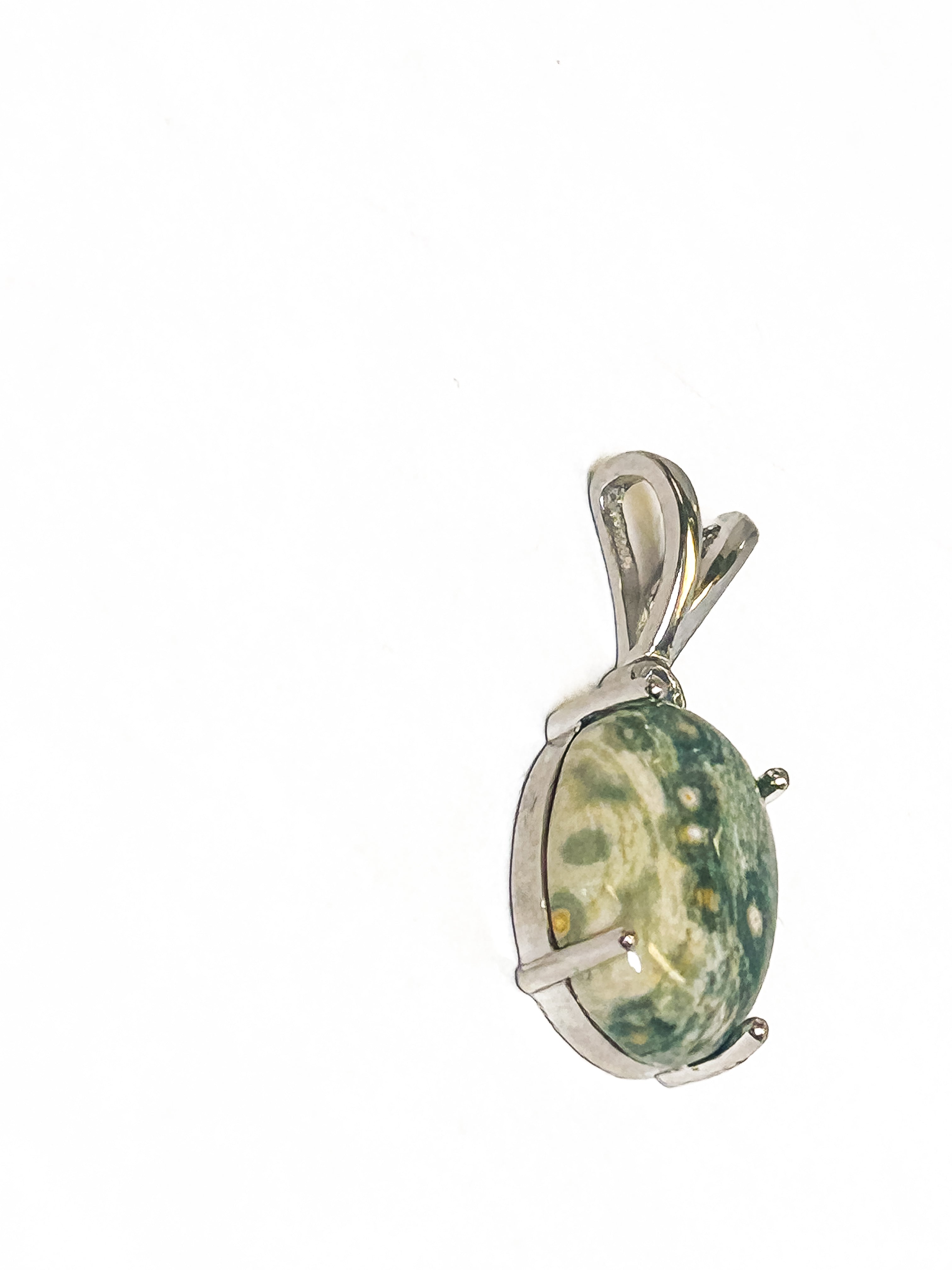 Vintage 925 Sterling Silver Ocean Jasper pendant - Frijja, LLC