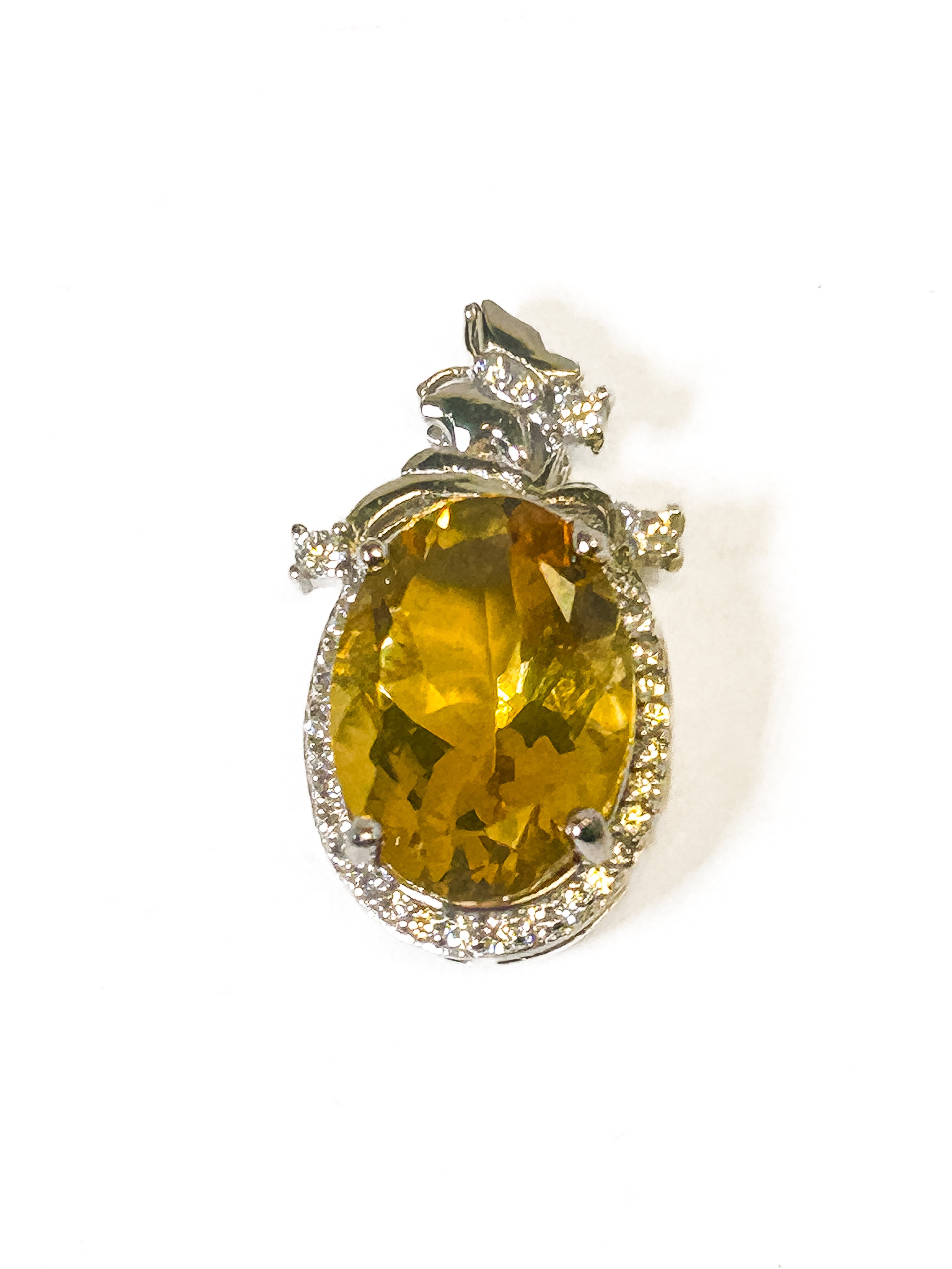 Vintage 925 Sterling Silver Honey Quartz Pendant - Frijja, LLC