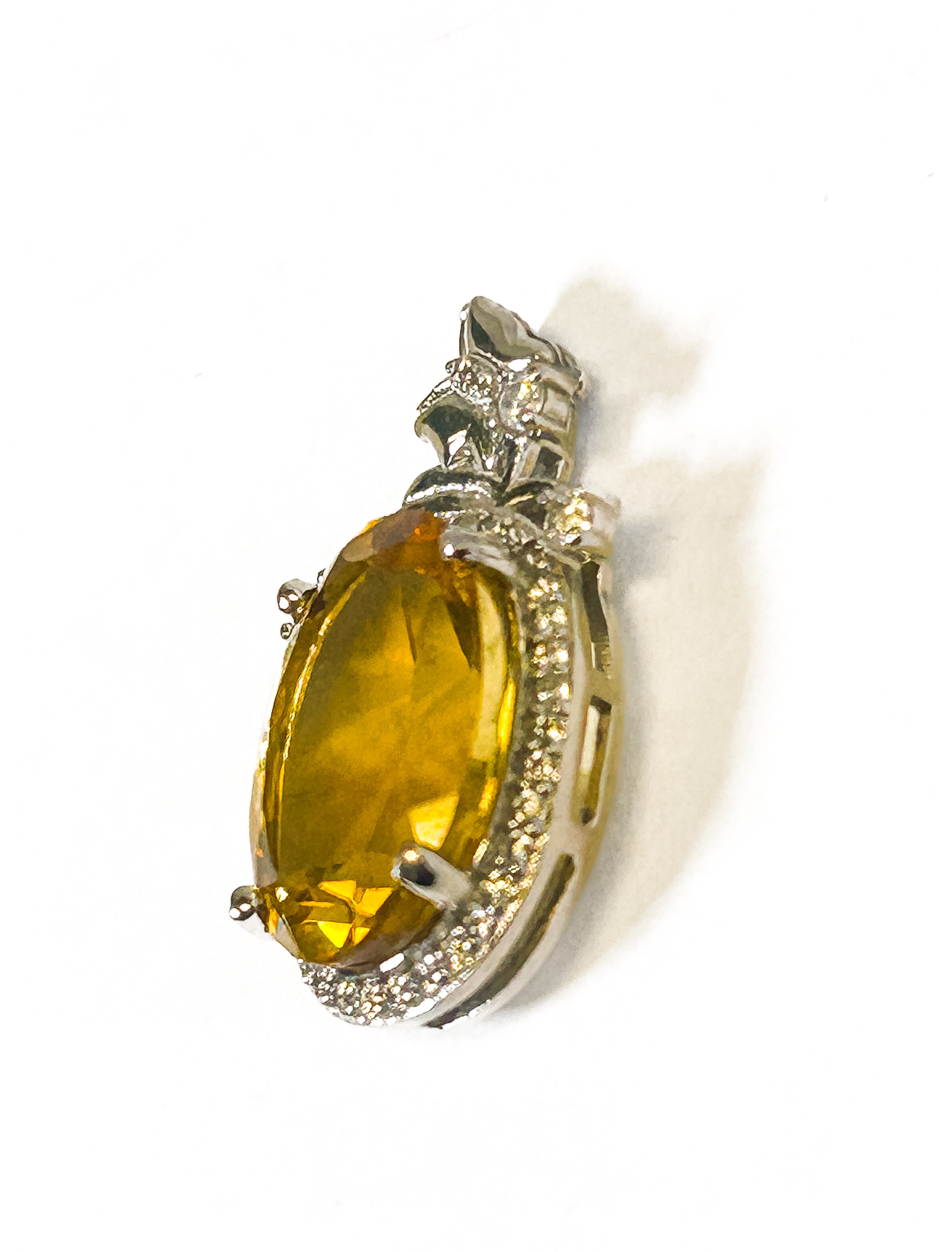 Vintage 925 Sterling Silver Honey Quartz Pendant - Frijja, LLC