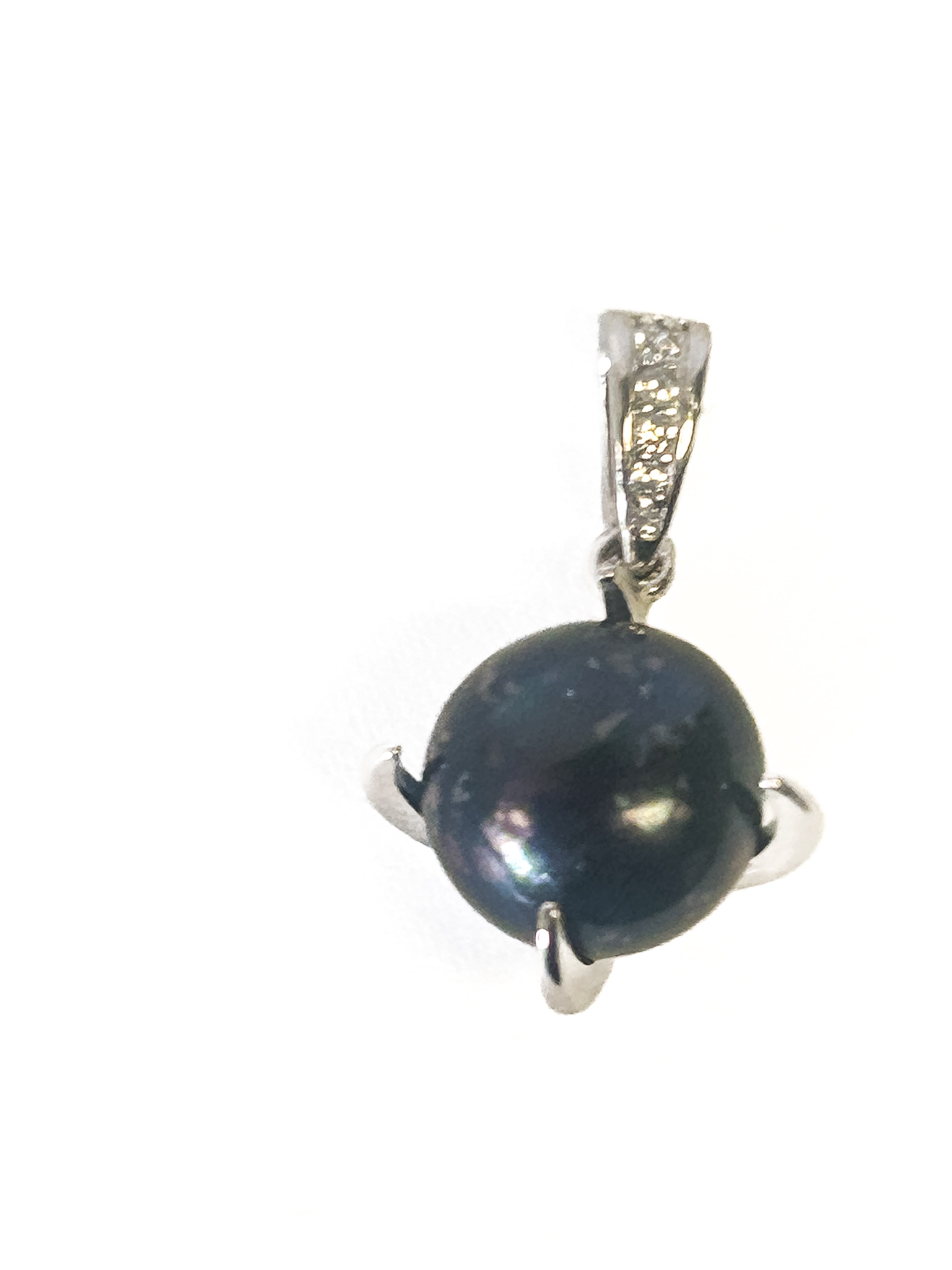 925 Sterling Silver Black Fresh Water Pearl Pendant - Frijja, LLC