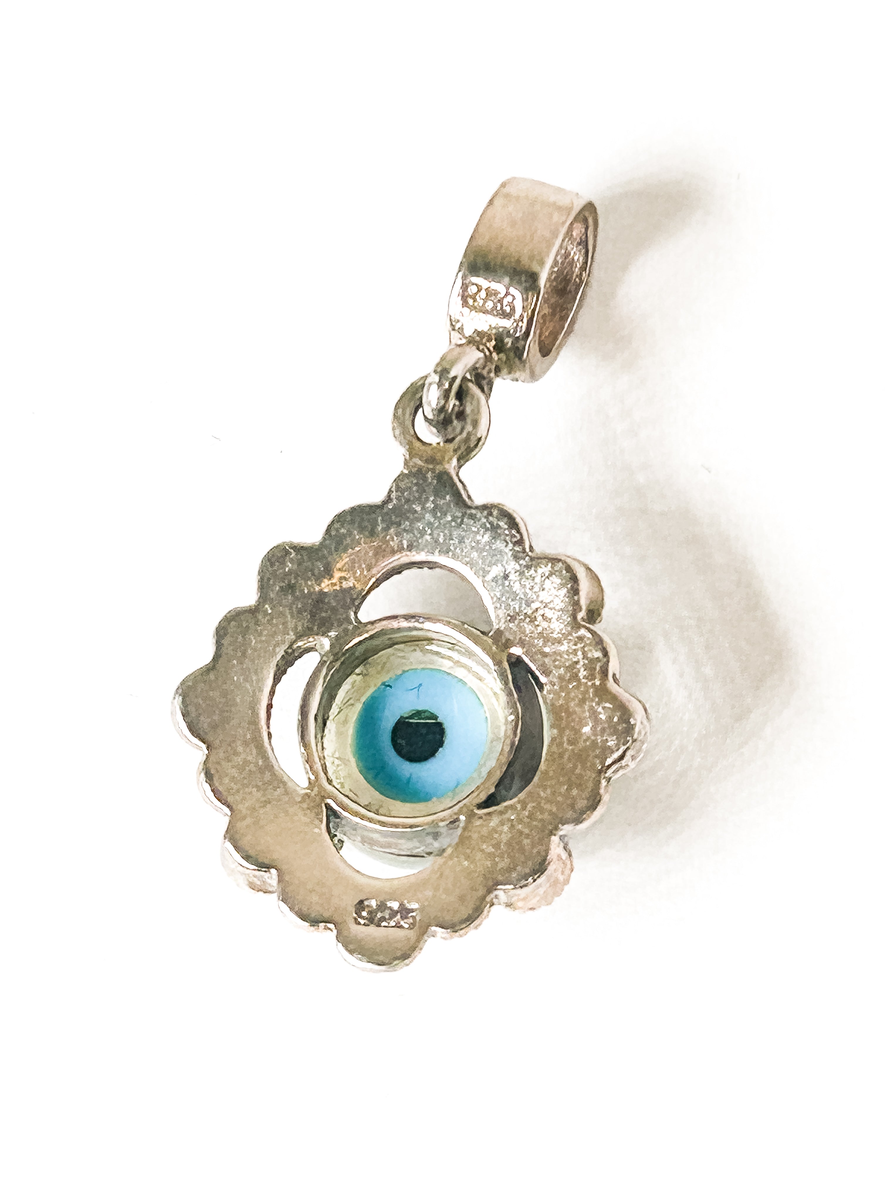 Vintage 925 Sterling Silver Marcasite Evil Eye Pendant - Frijja, LLC