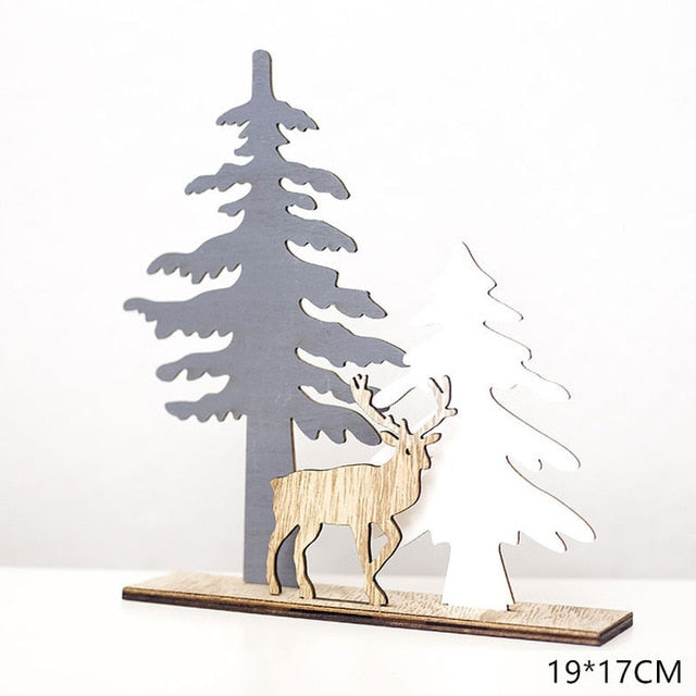 Natural Xmas Elk Wooden Craft Christmas