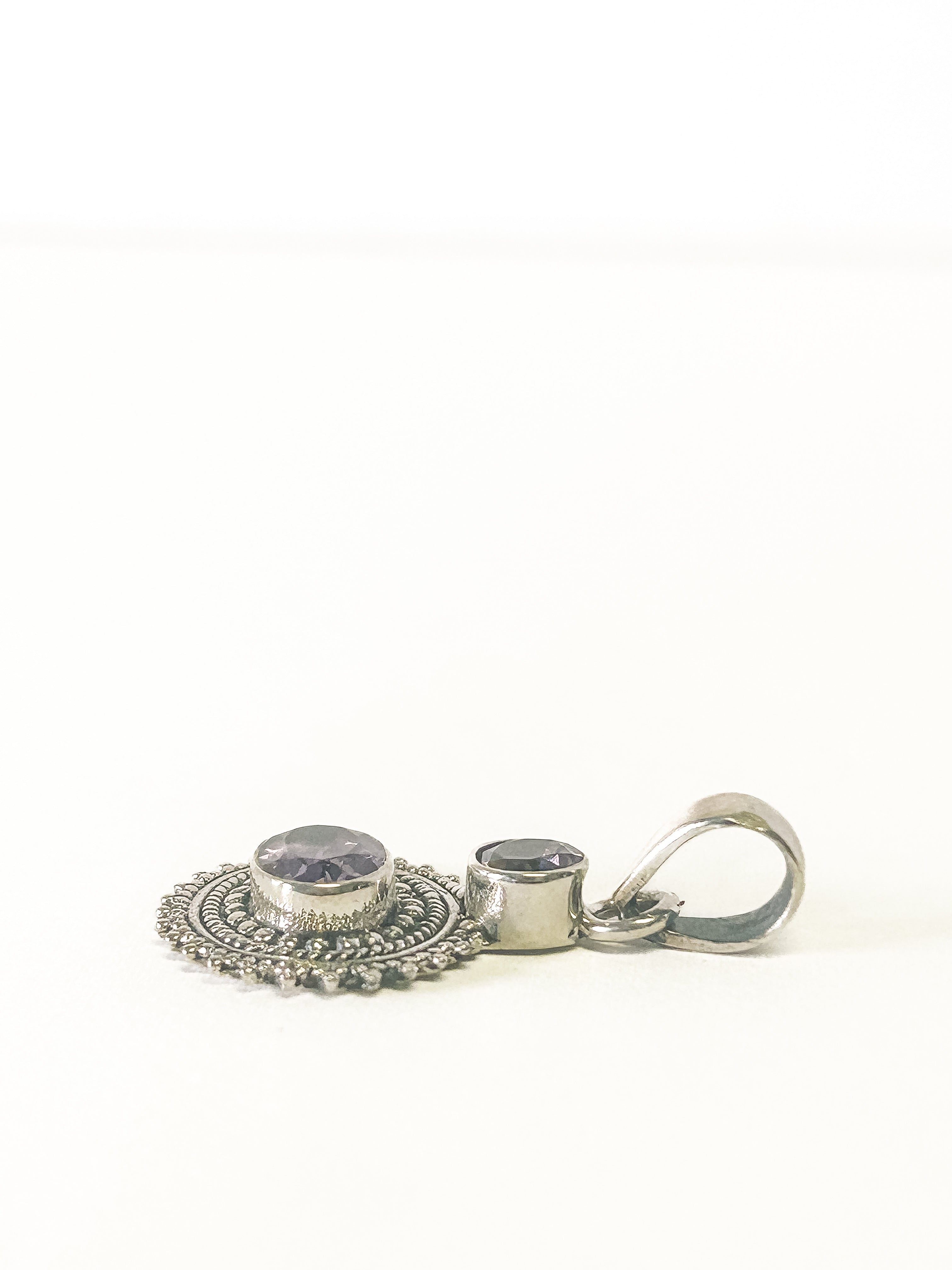 Vintage 925 Sterling Silver Amethyst Pendant - Frijja, LLC
