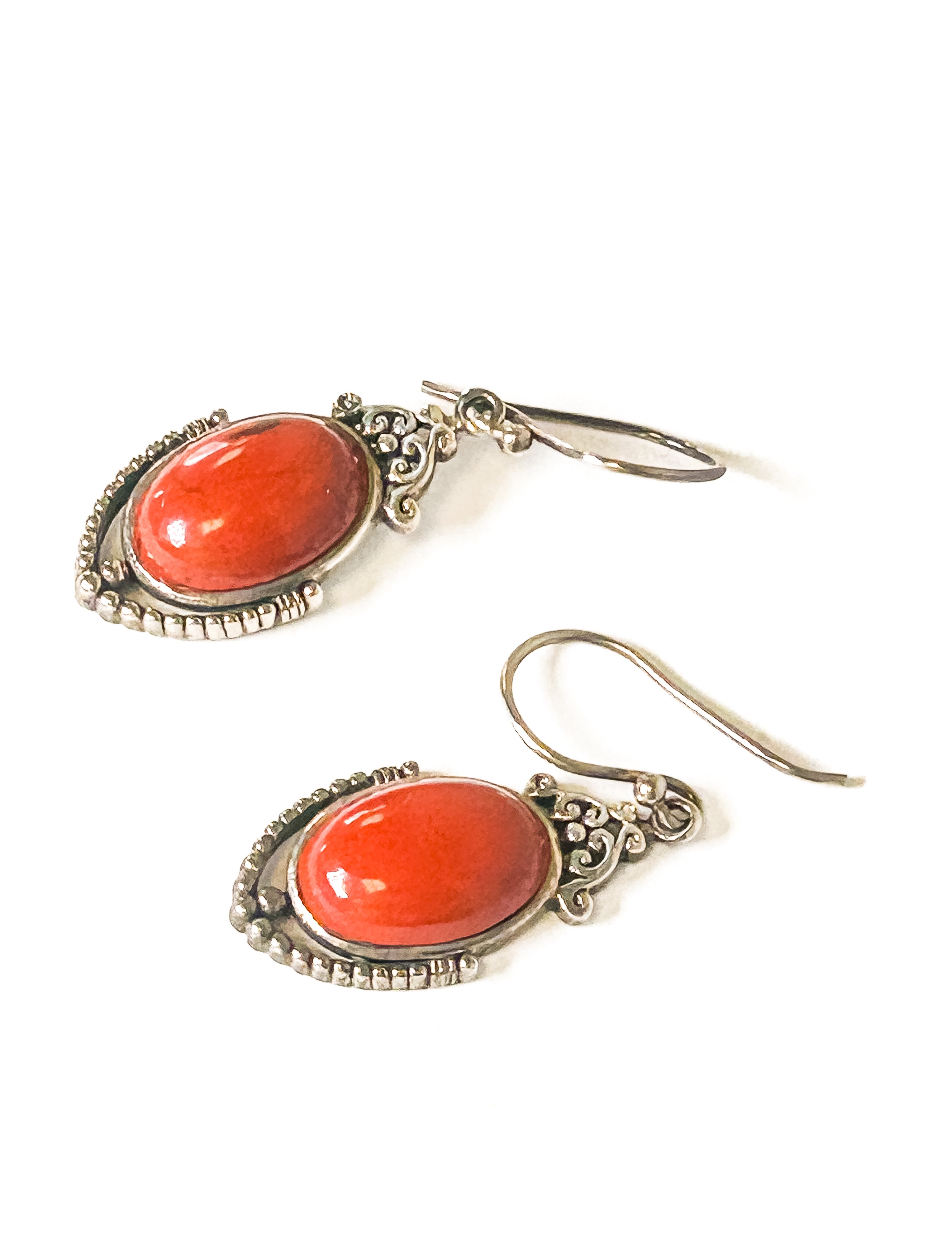 Vintage 925 Sterling Silver Red Jasper Earrings - Frijja, LLC