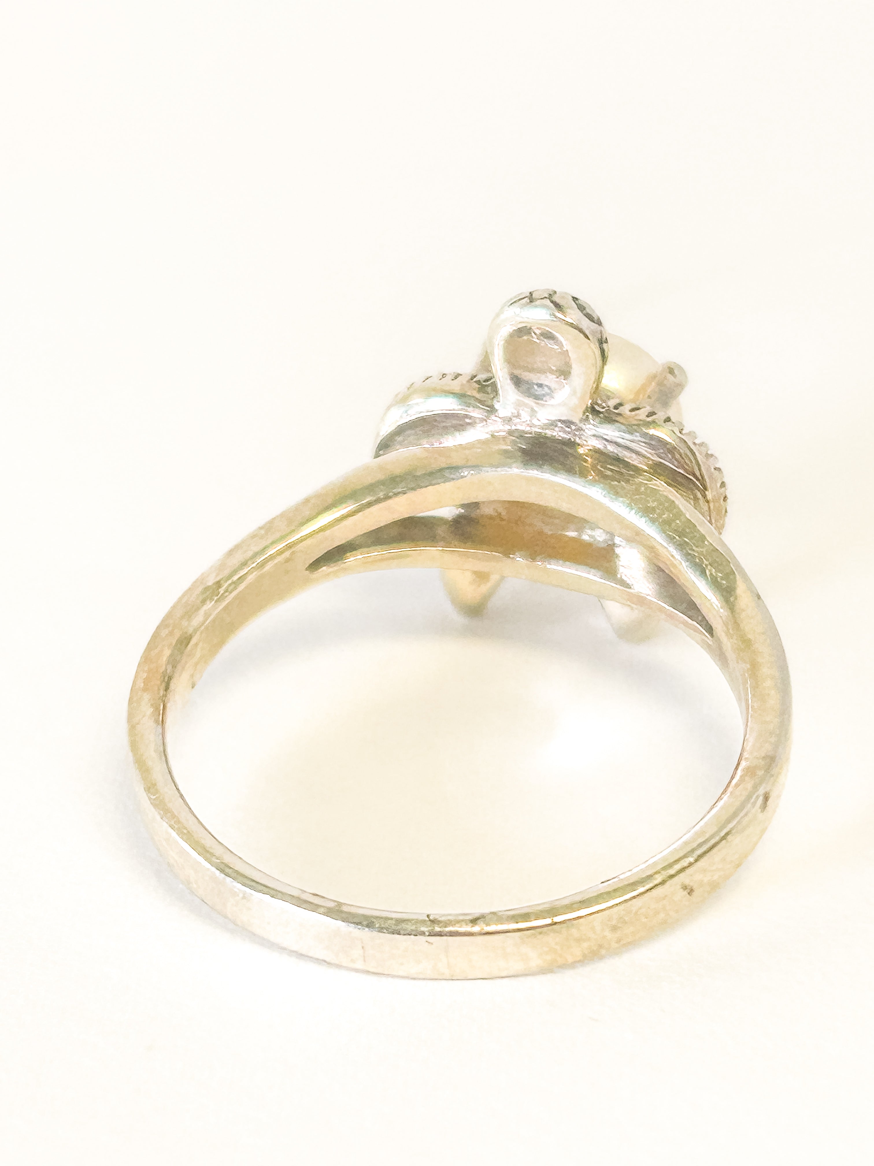 925 Sterling Silver Pearl and marcasite Turtle Ring Size 8 - Frijja, LLC