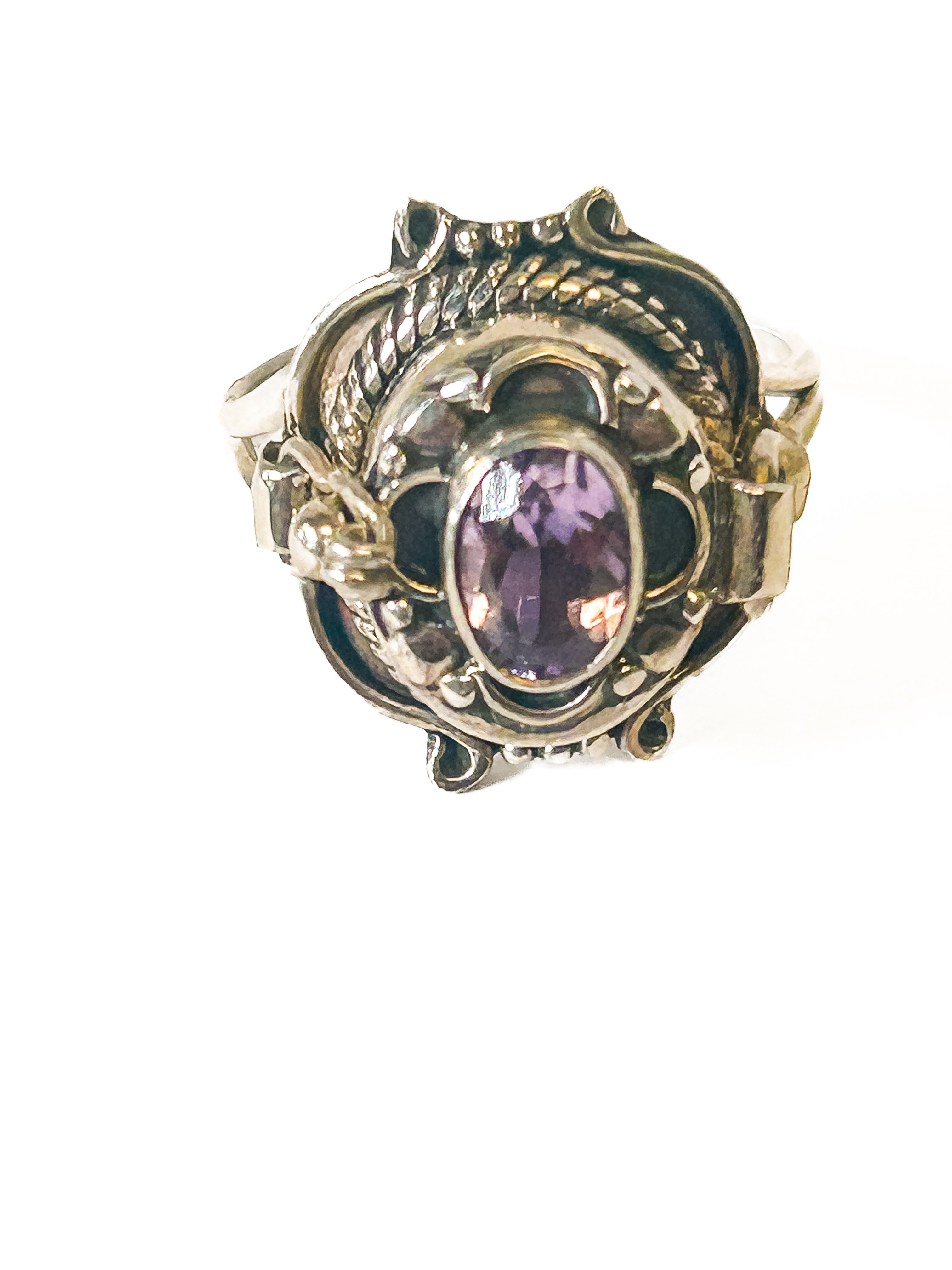 Vintage 925 Sterling Silver Amethyst Poison Ring Size 7 - Frijja, LLC