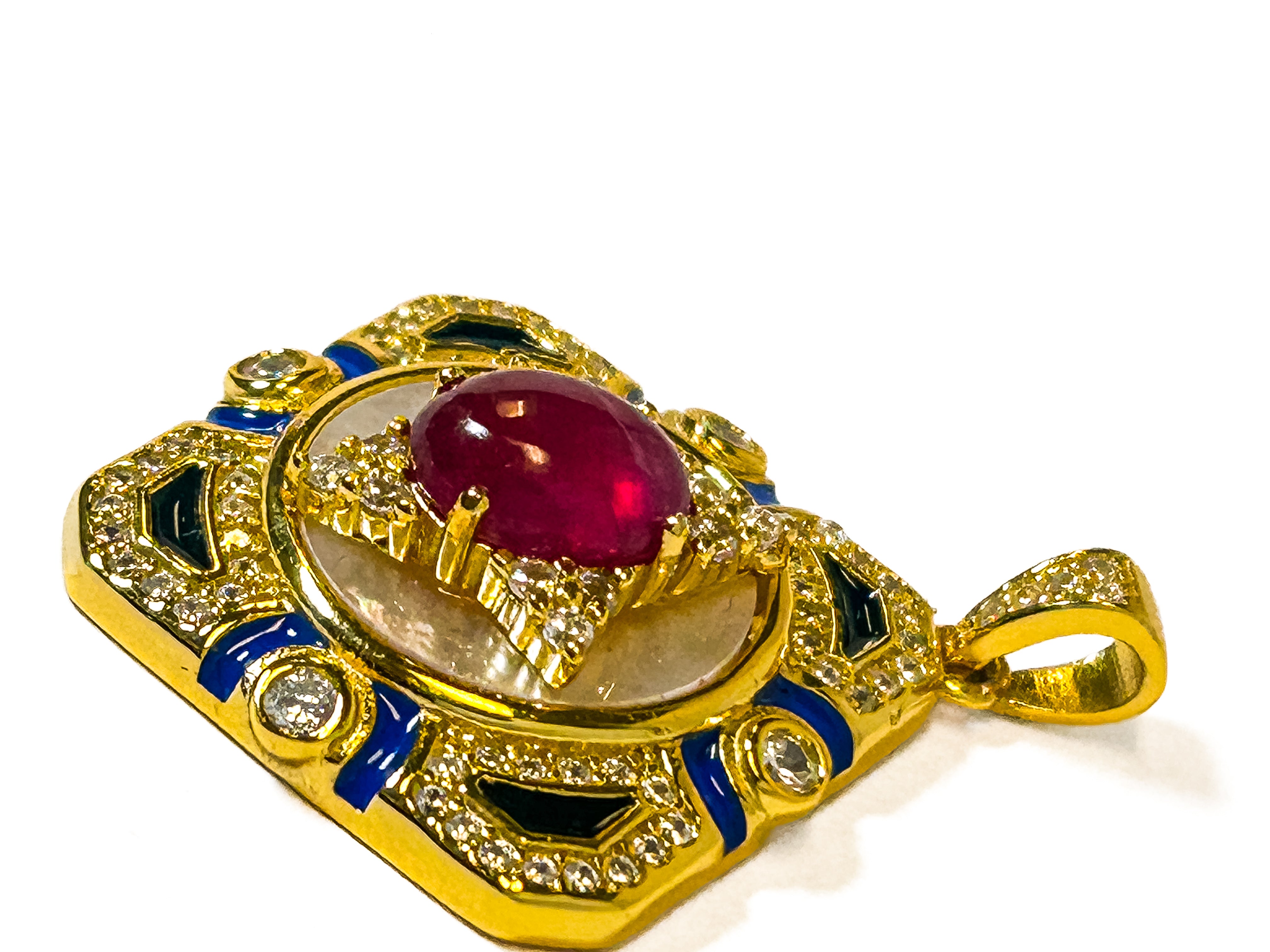 Vintage Gold Plated 925 Sterling Silver Ruby Pendant - Frijja, LLC