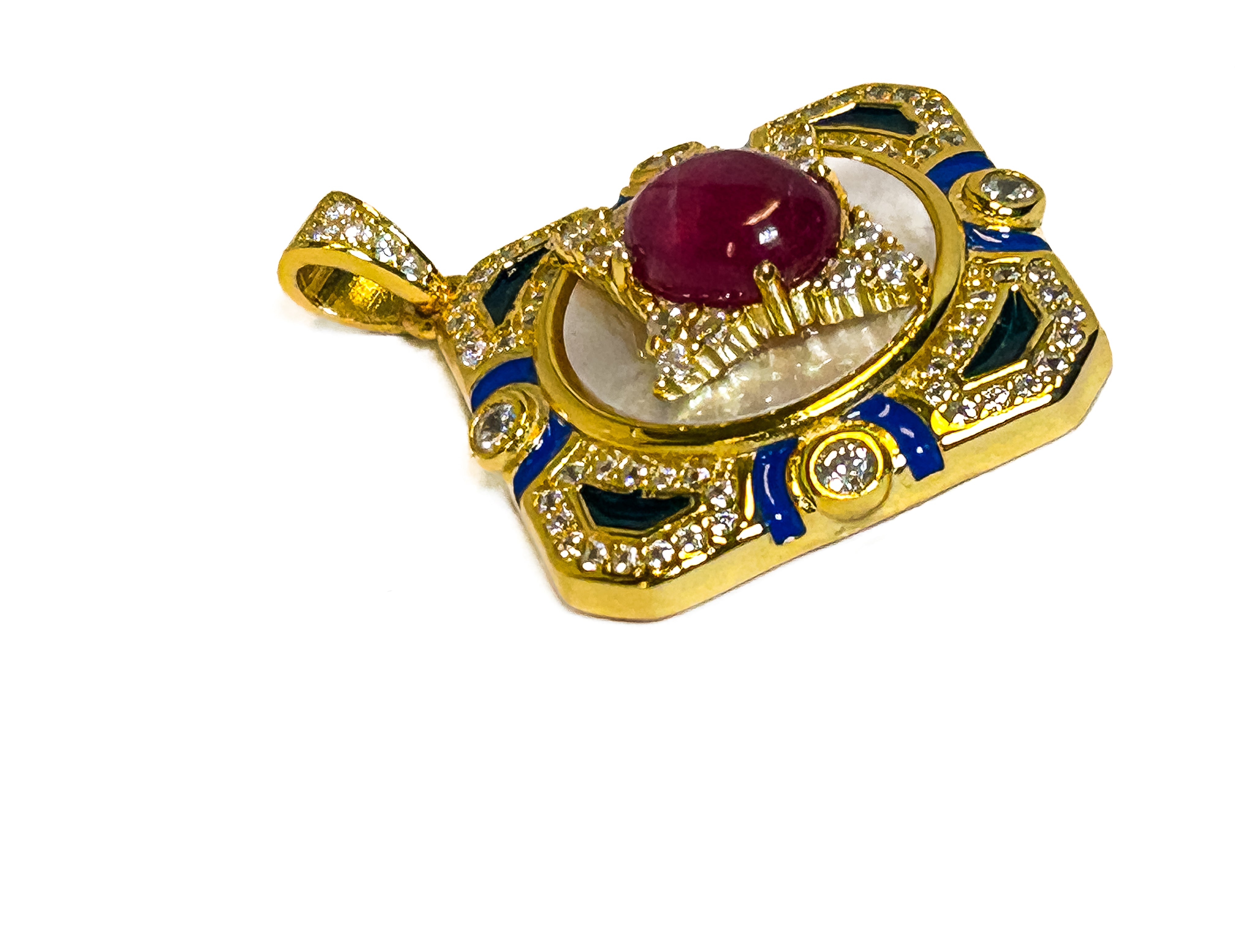 Vintage Gold Plated 925 Sterling Silver Ruby Pendant - Frijja, LLC