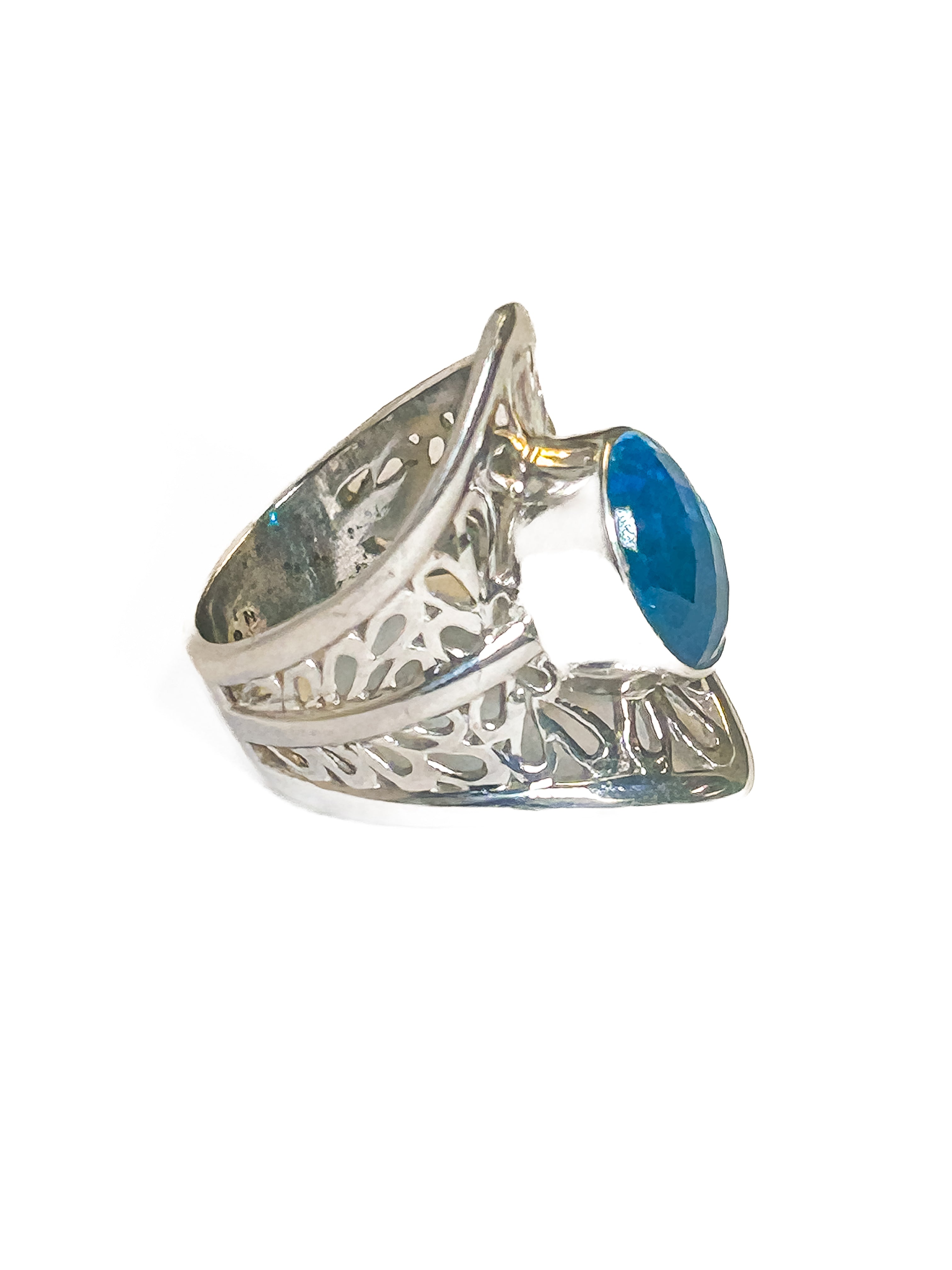Vintage 925 Sterling Silver Blue topaz Ring Size 8 - Frijja, LLC