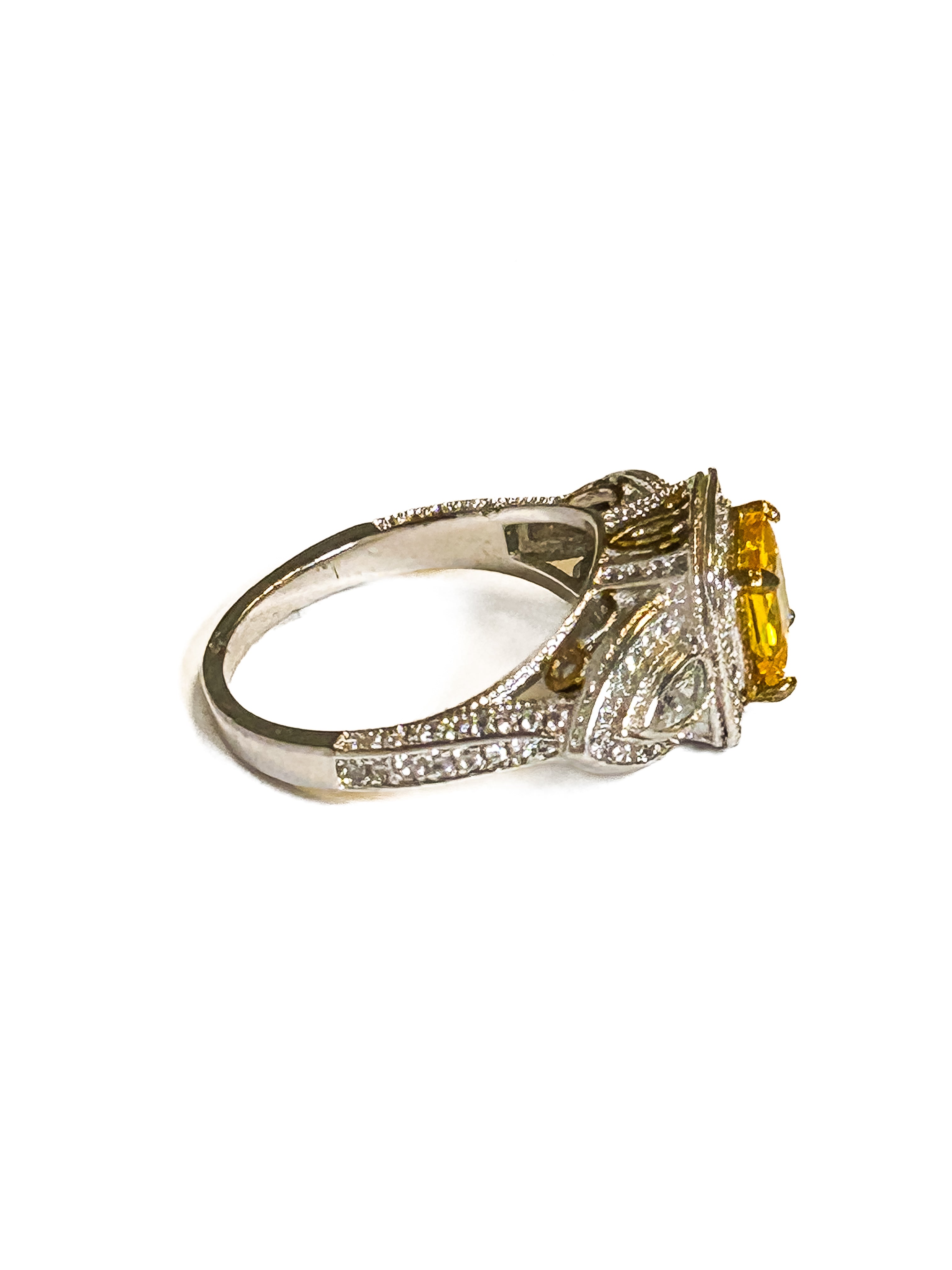 Vintage 925 Sterling Silver Cushion Cut Citrine Ring - Size 9 - Frijja, LLC