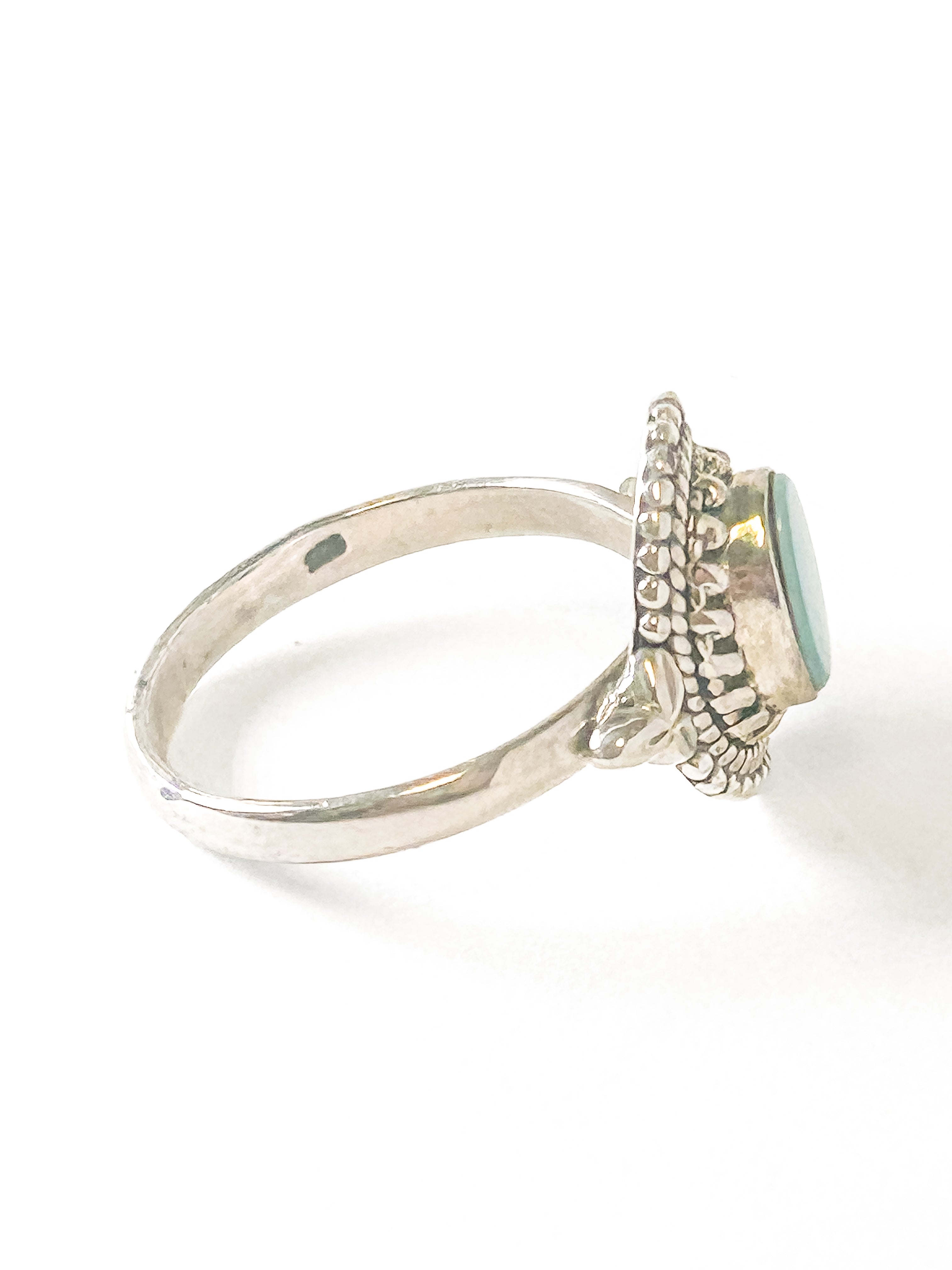 Vintage 925 Sterling Silver Round Turquoise Ring - Size 8 - Frijja, LLC