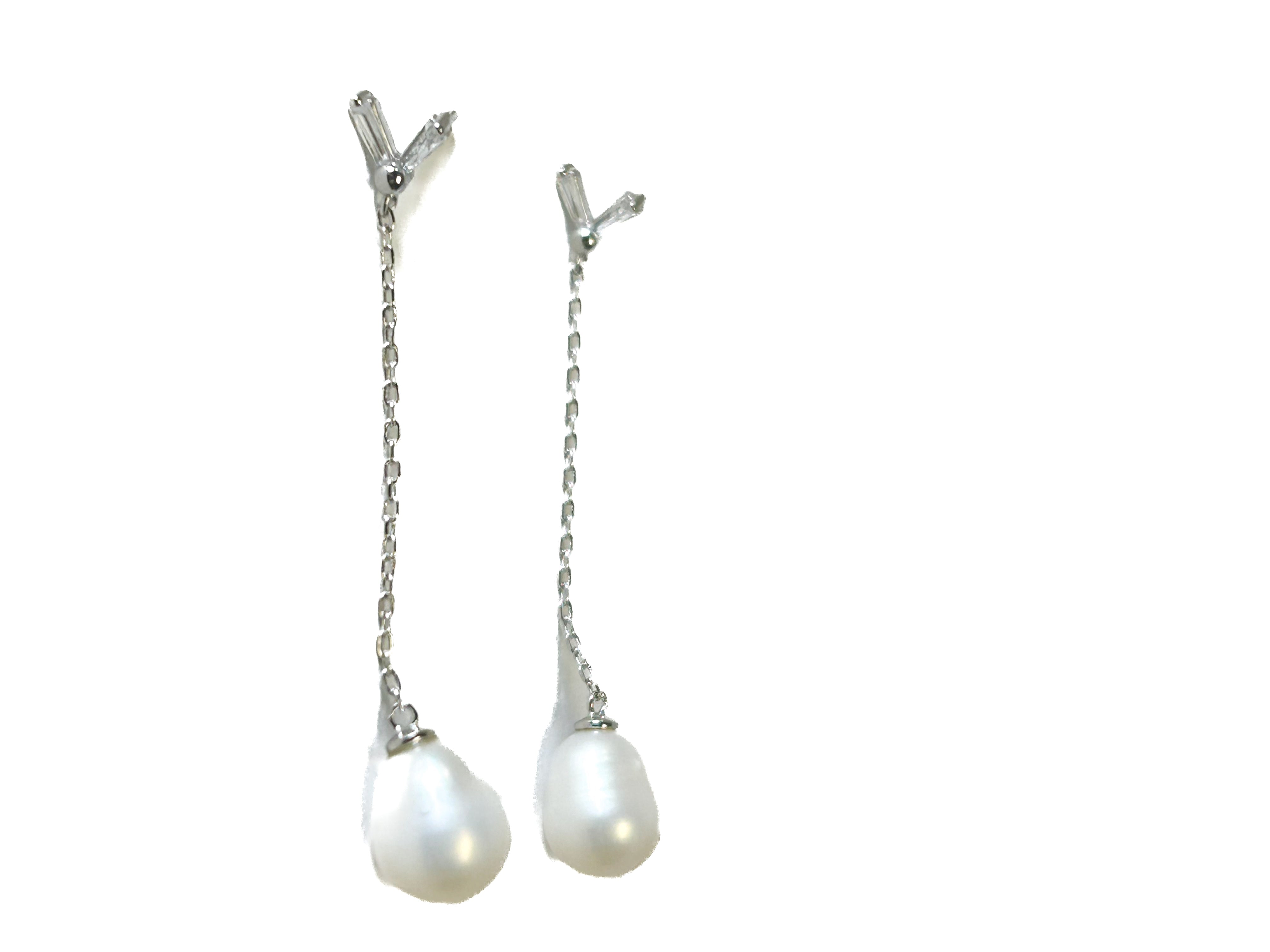 925 Sterling Silver Pearl Dangle Earrings - Frijja, LLC