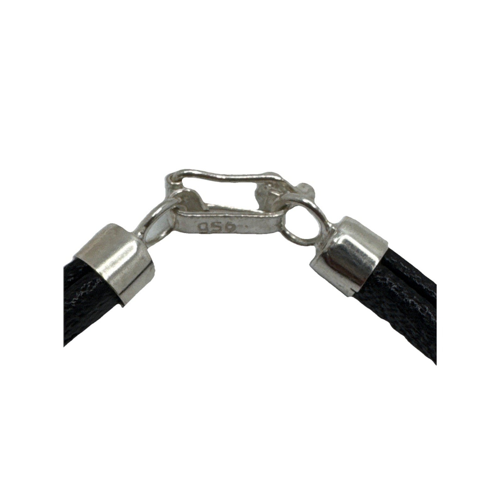 950 Sterling Silver Black Leather Bracelet Butterfly Charm