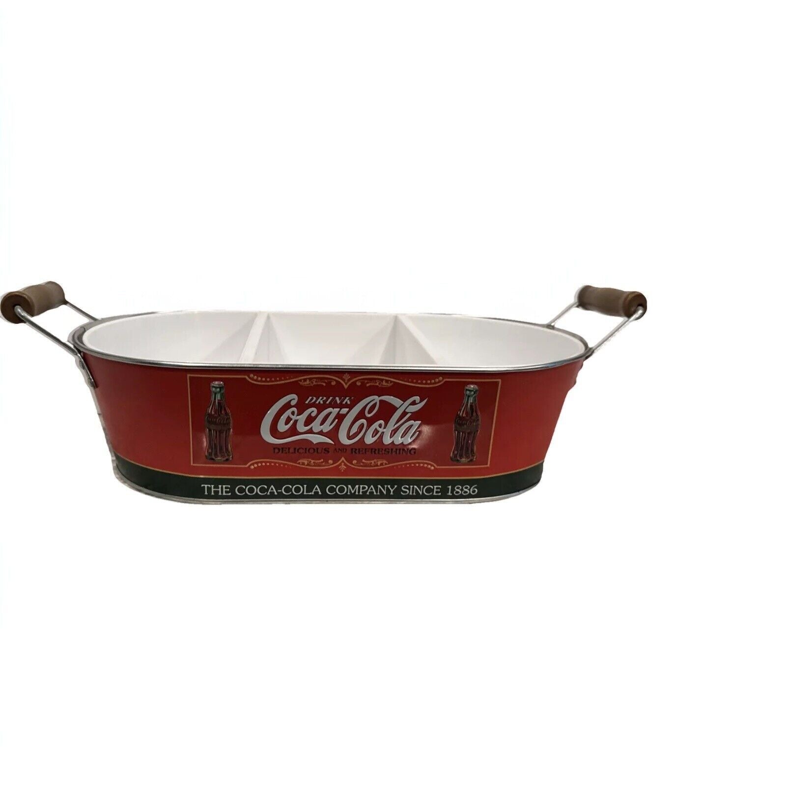 Collectible Coca Cola Tray Candy Dish with Wooden Handles 15" x 11"