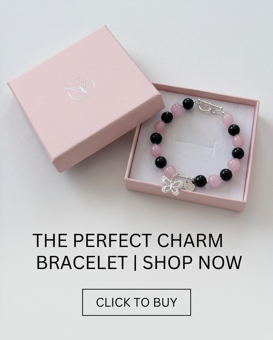 .950 Sterling Silver Rose Quartz Onyx Bracelet - 7.5”