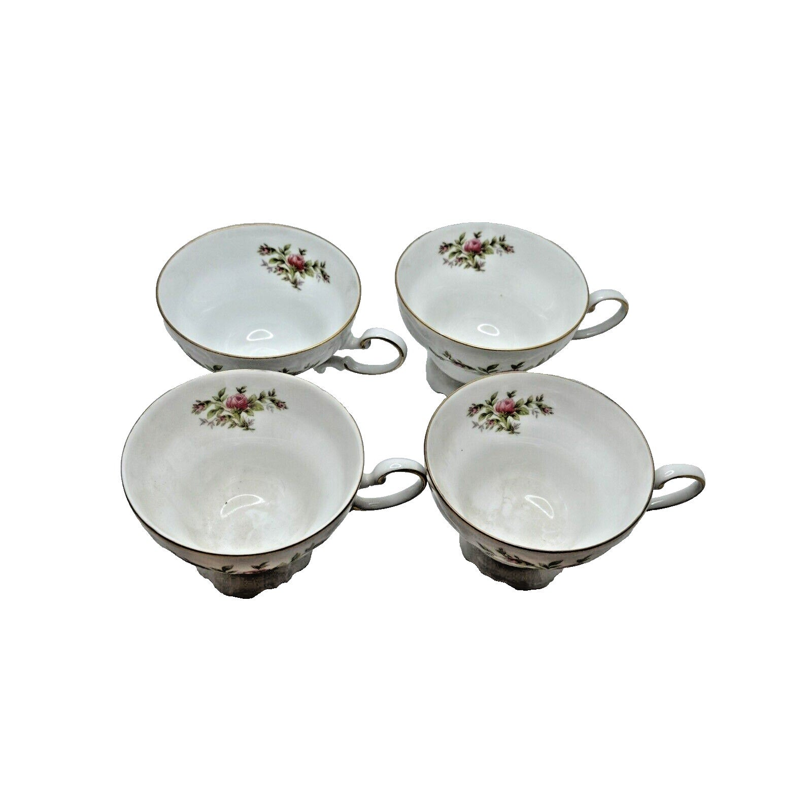 Johann Haviland Fine China Moss Rose Footed Teacup w/Gold Trim Bavaria