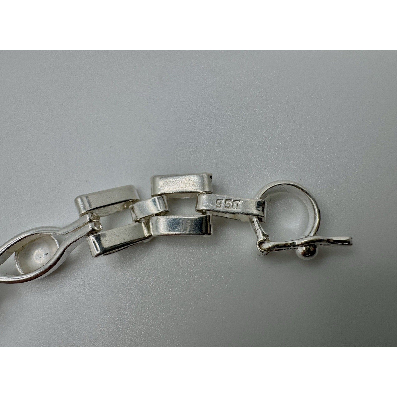 Designer Peruvian Sterling Silver 950 and 18K Gold Inlay Bracelet - 7.5”