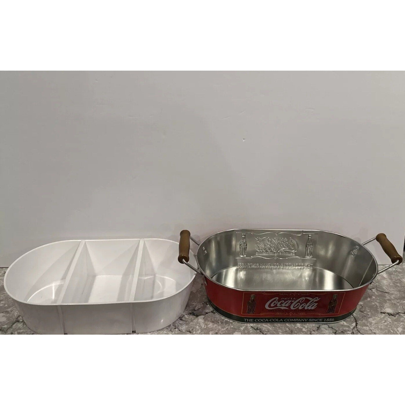 Collectible Coca Cola Tray Candy Dish with Wooden Handles 15" x 11"