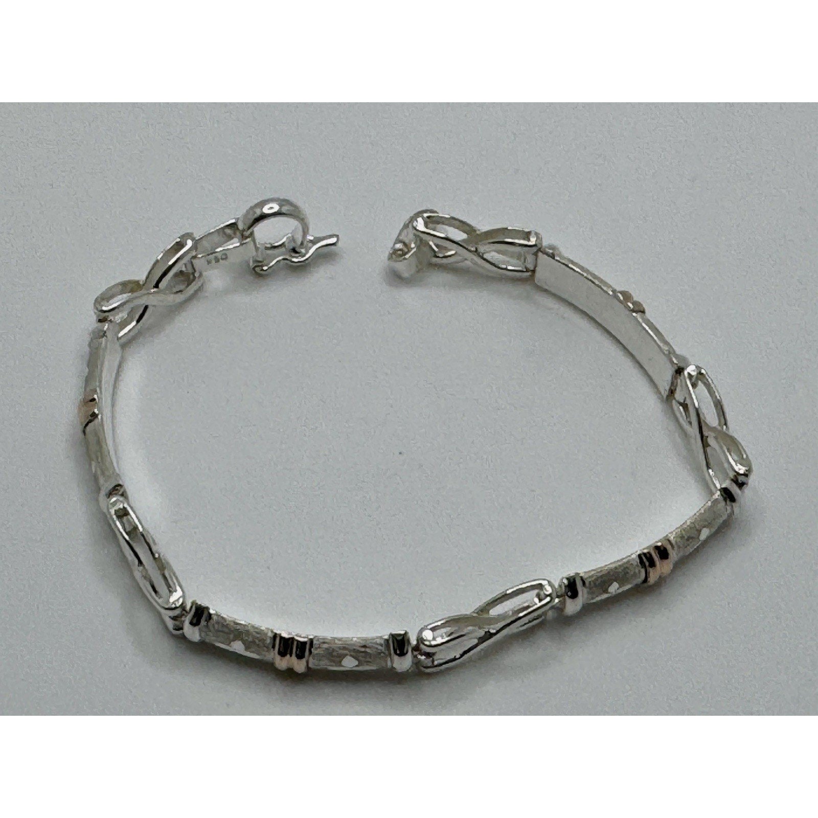Designer Peruvian Sterling Silver 950 and 18K Gold Inlay Bracelet - 7.5”