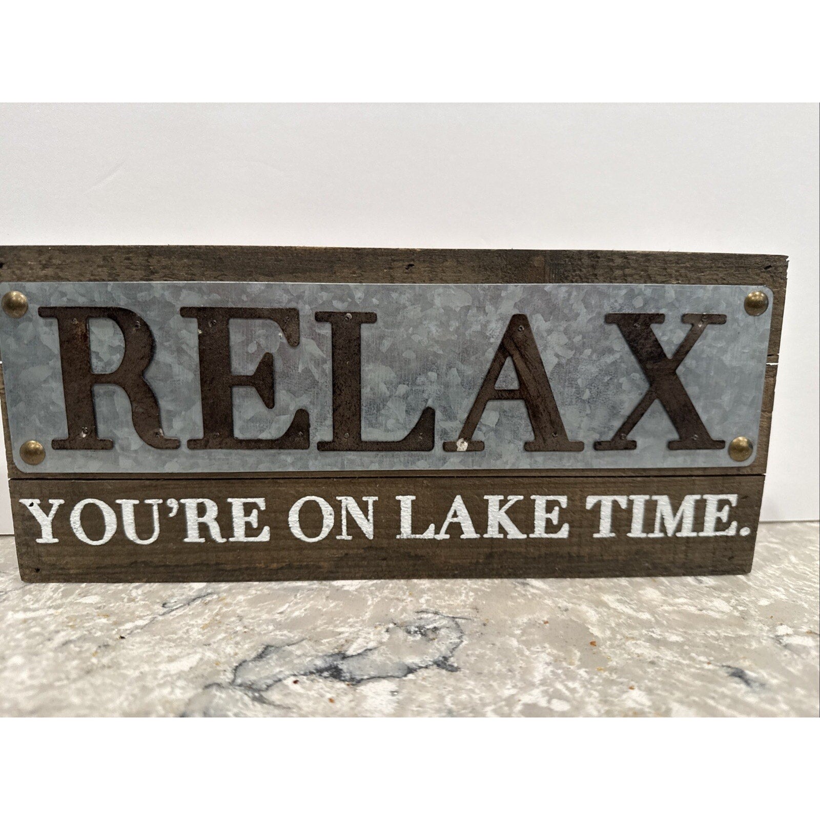 Mudpie Wood Metal Farmhouse Decor Sign - Relax You're On Lake Time