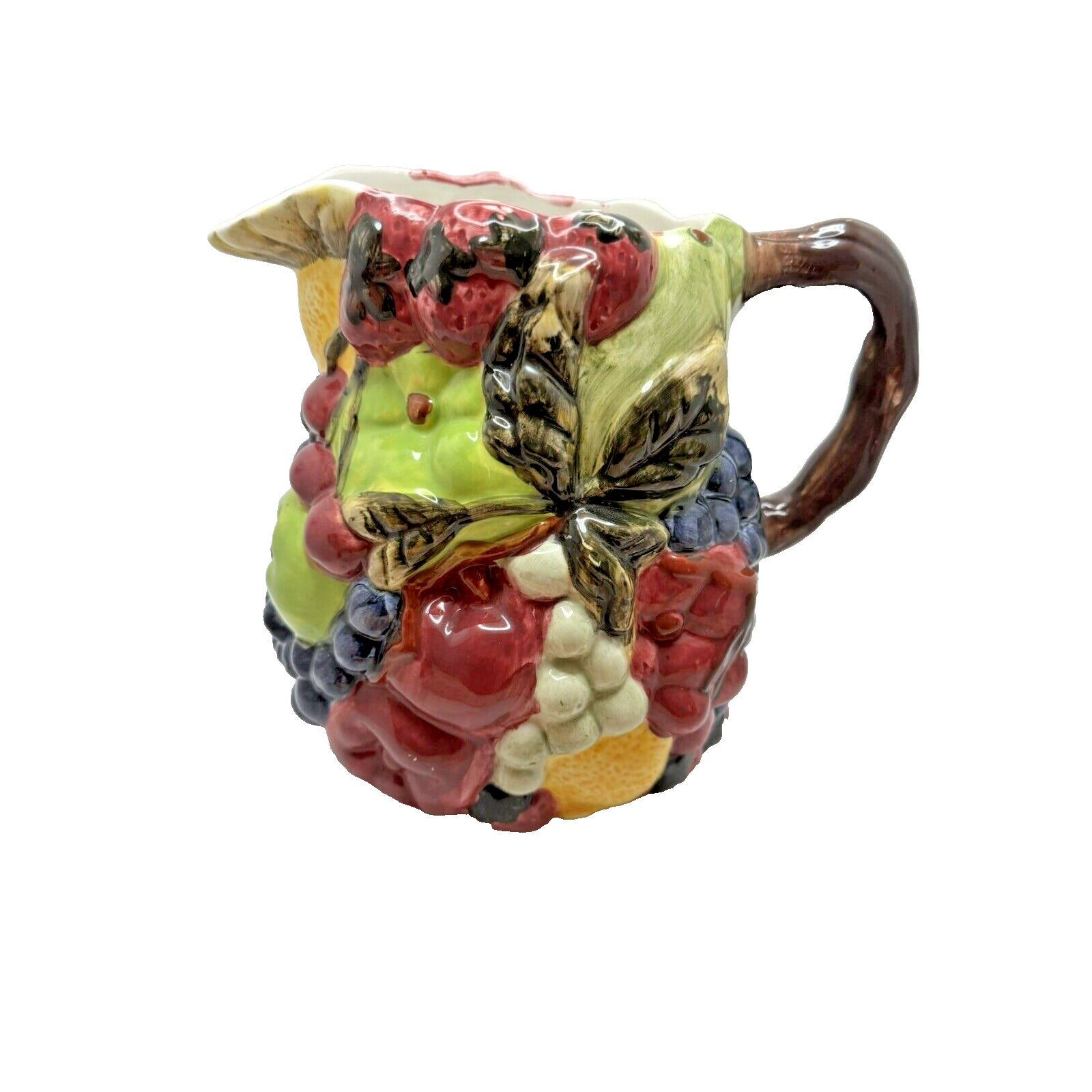 Block Country Orchard Ceramic Exterior Painted Fruit Pitcher