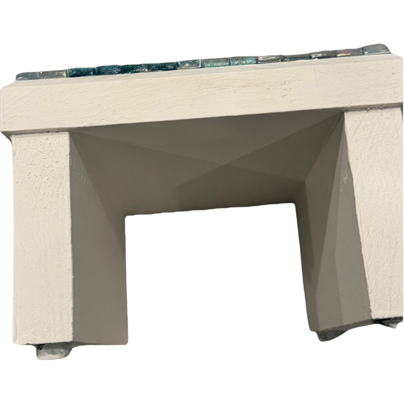 Coastal Wood Mosaic Riser Stand Candle Planter Decor