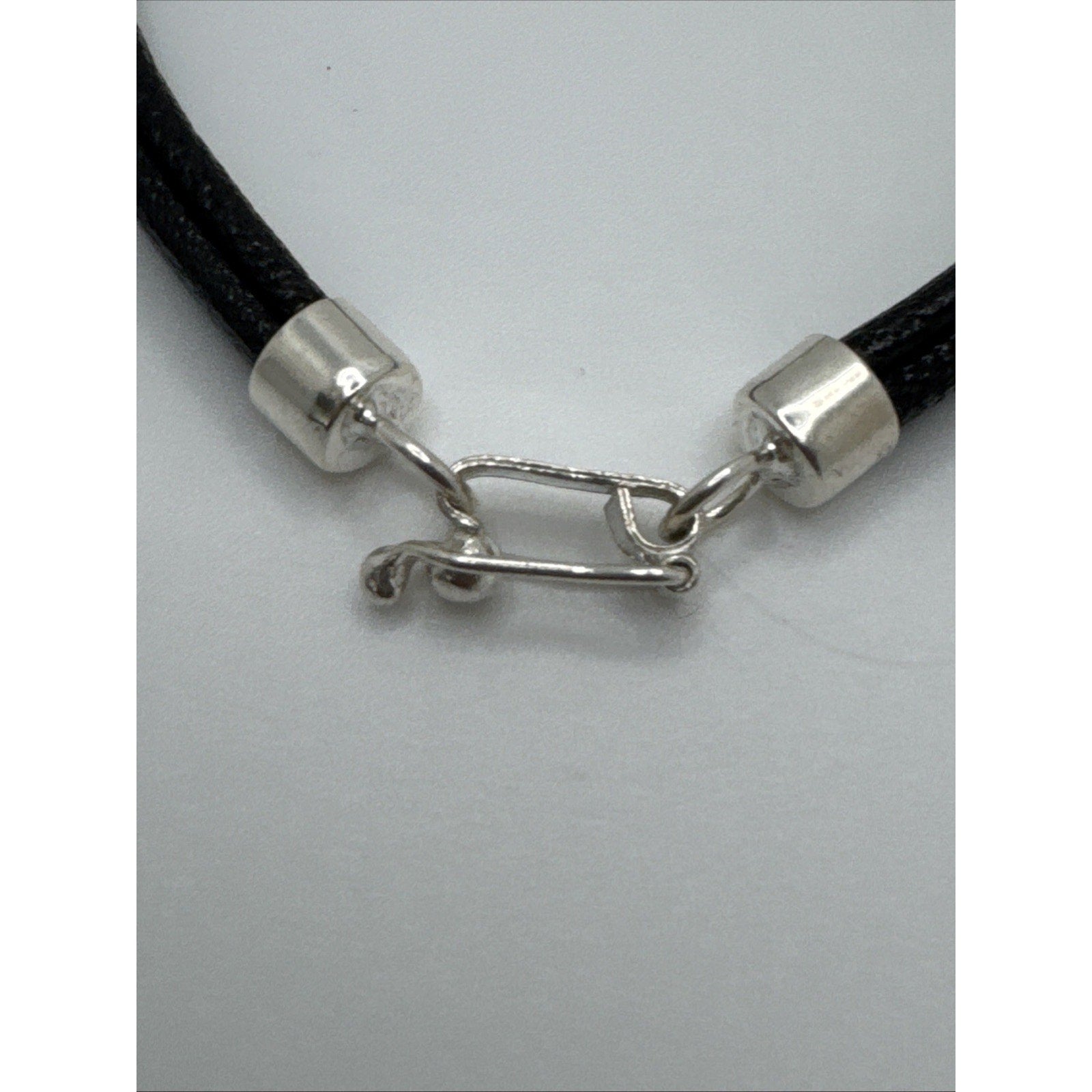 950 Sterling Silver Black Leather Bracelet Butterfly Charm
