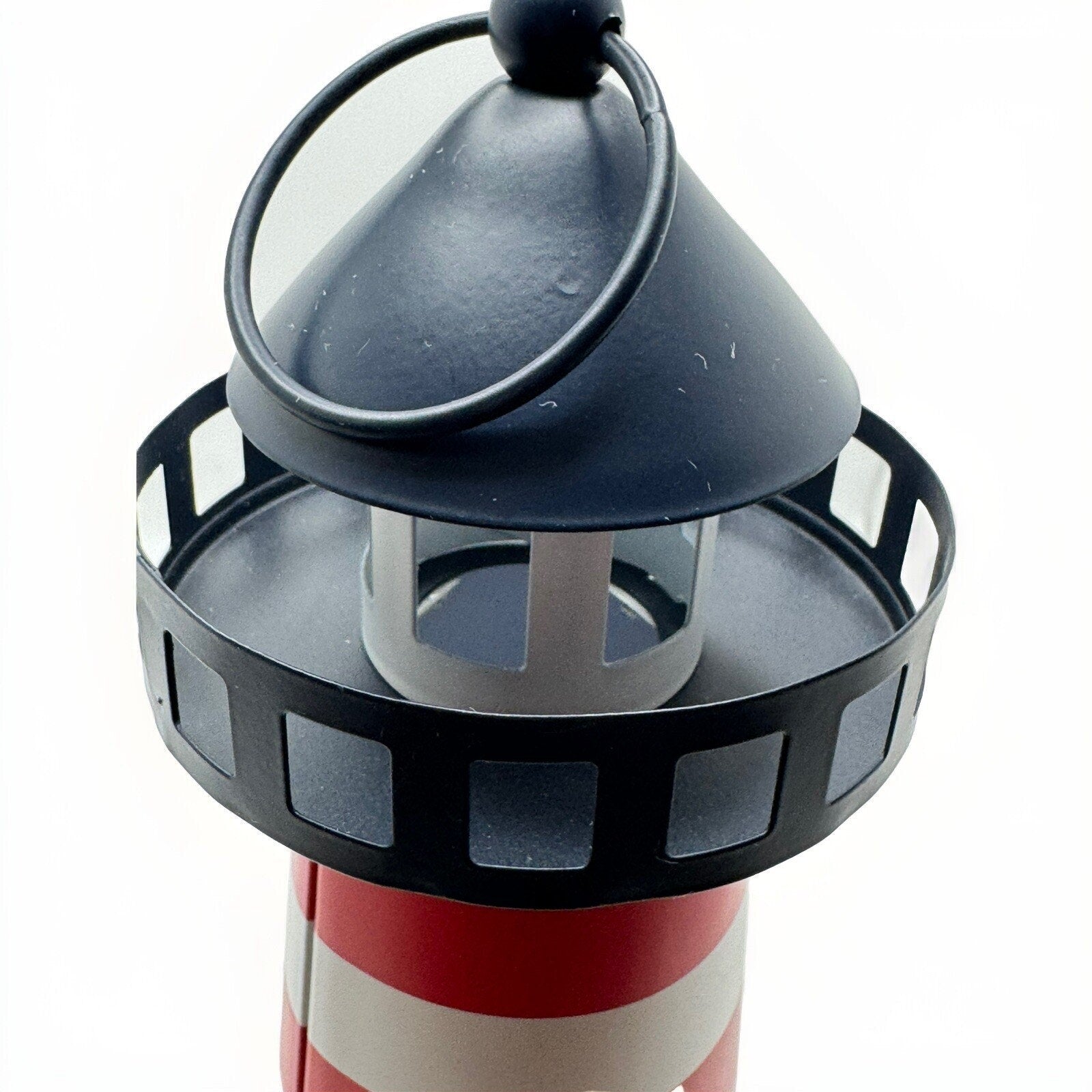 Lantern Lighthouse Metal Red, White & Blue LED Lighted Decor Coastal Decor