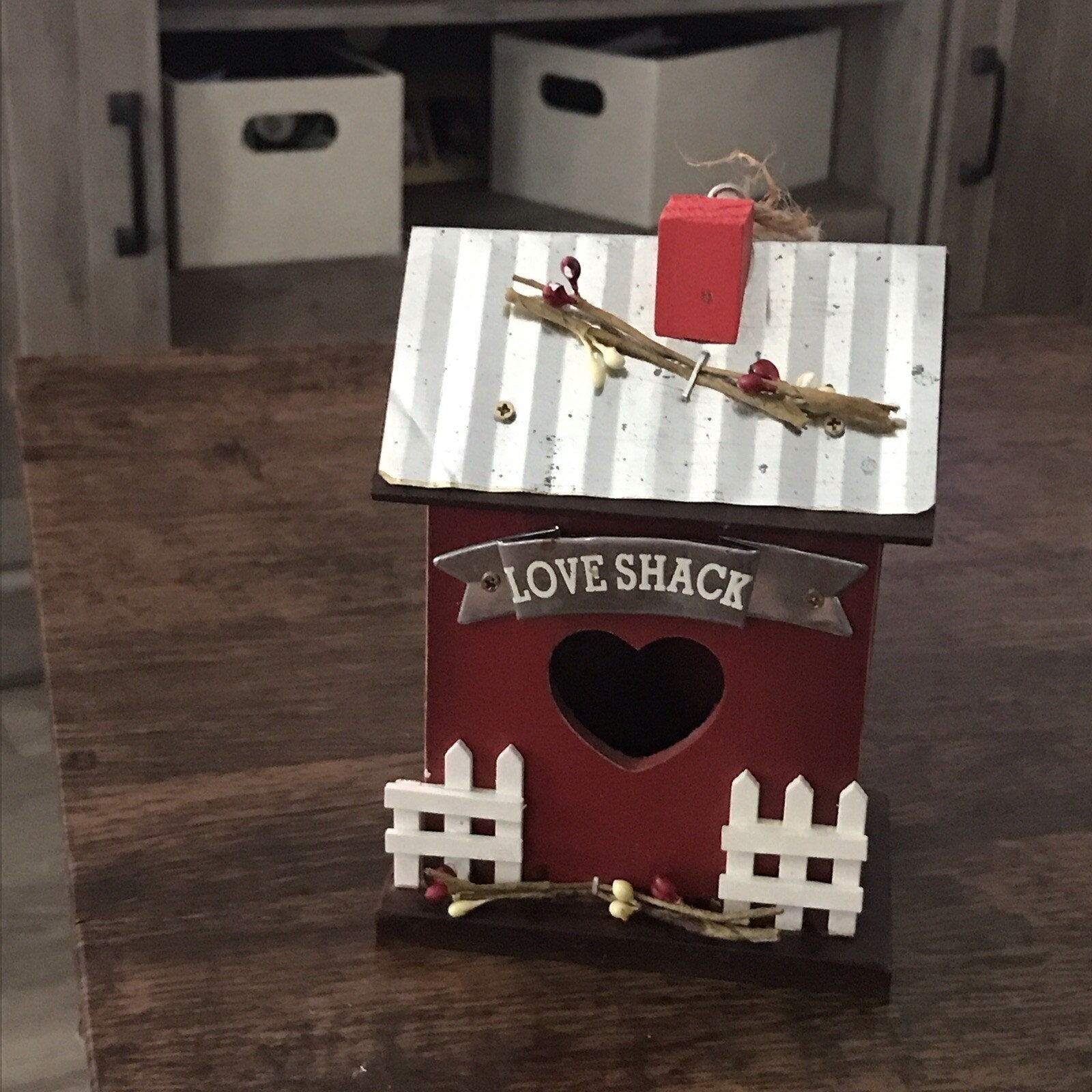 VALENTINE LOVE SHACK WOOD METAL BIRD HOUSE FARMHOUSE RUSTIC COUNTRY