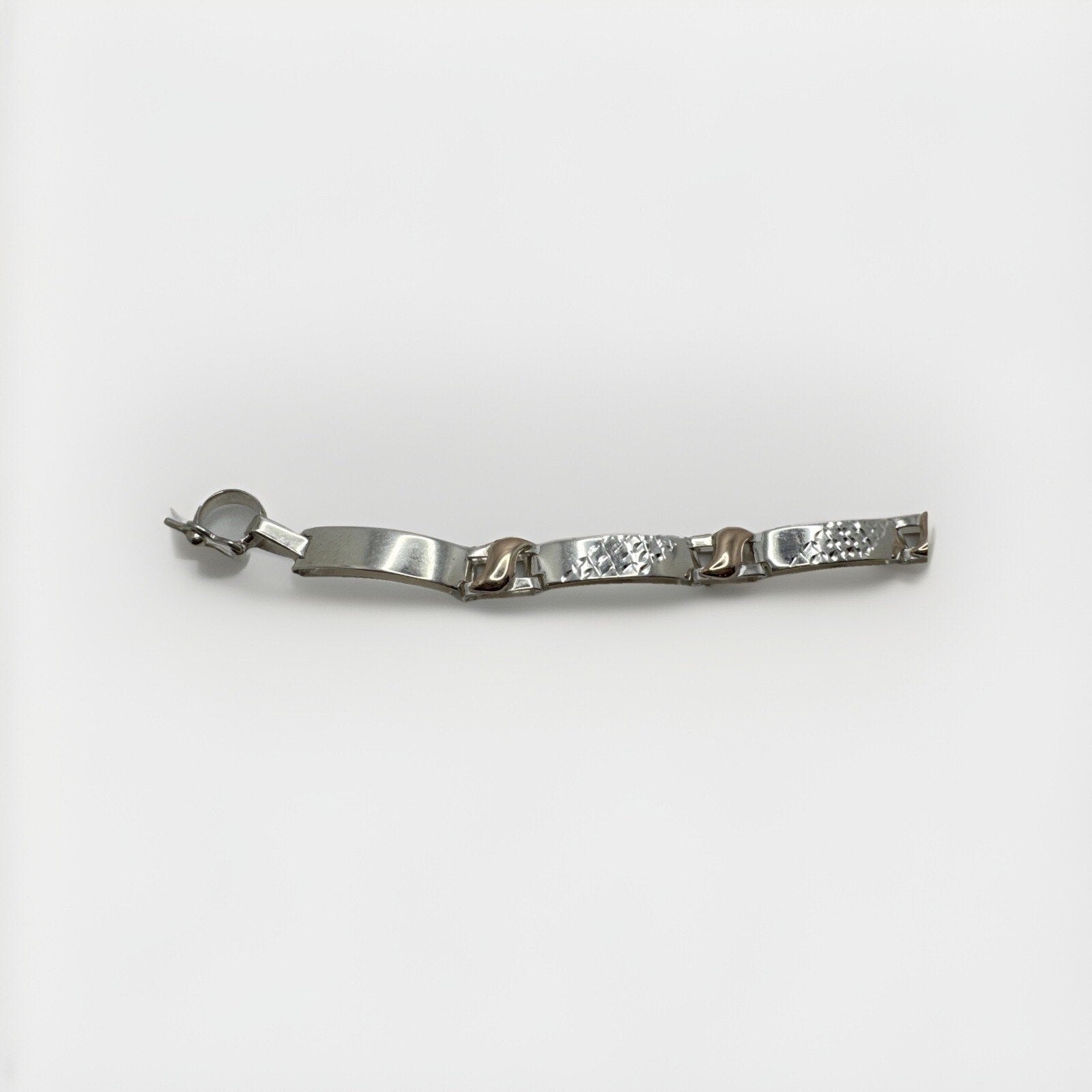 Designer Peruvian Sterling Silver 950 and 18K Gold Inlay Bracelet - 7.5”