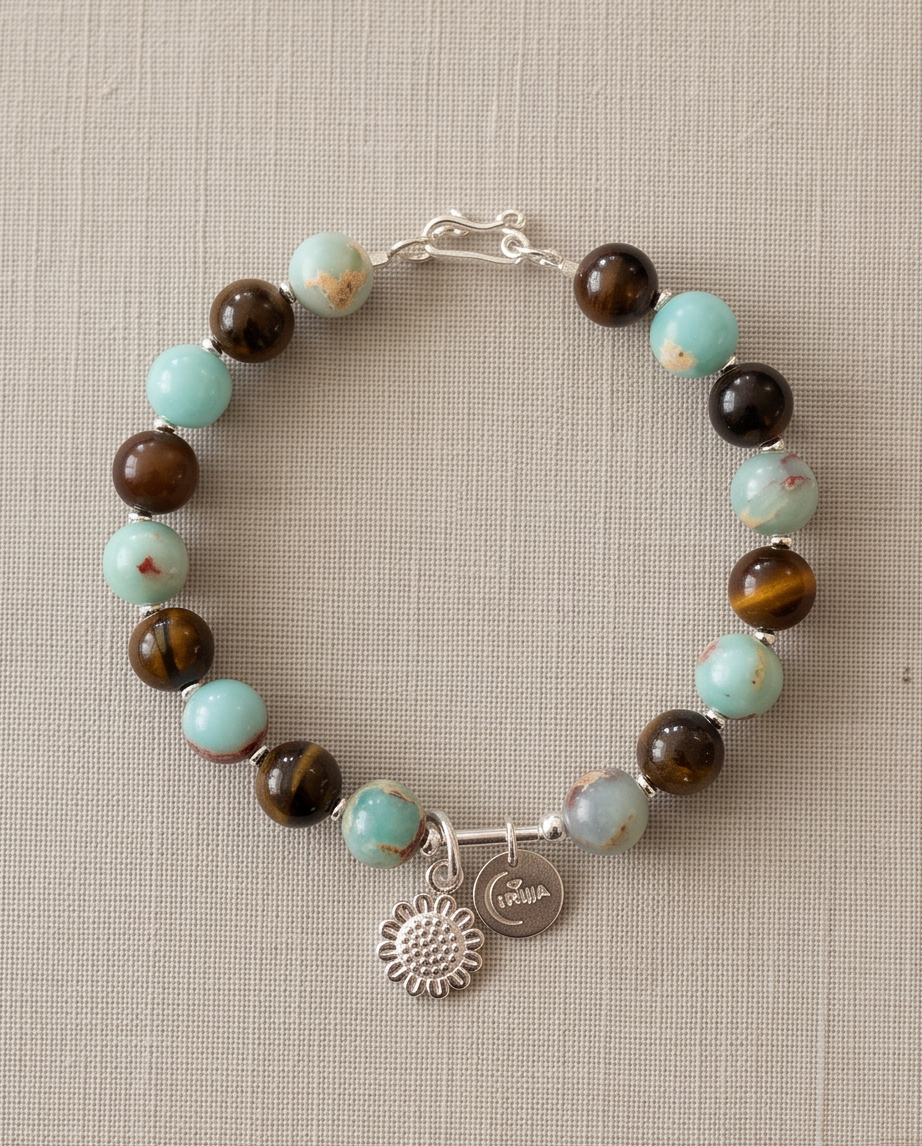 .950 Sterling Silver Picture Jasper Bracelet - 7.5”