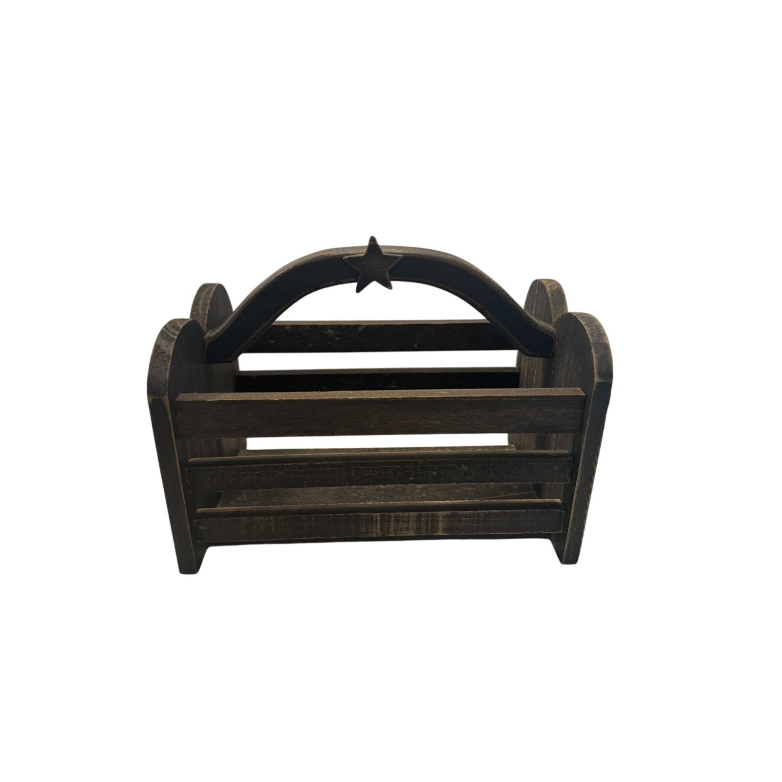 Vintage American Wood Storage Caddy Rustic Farmhouse Country
