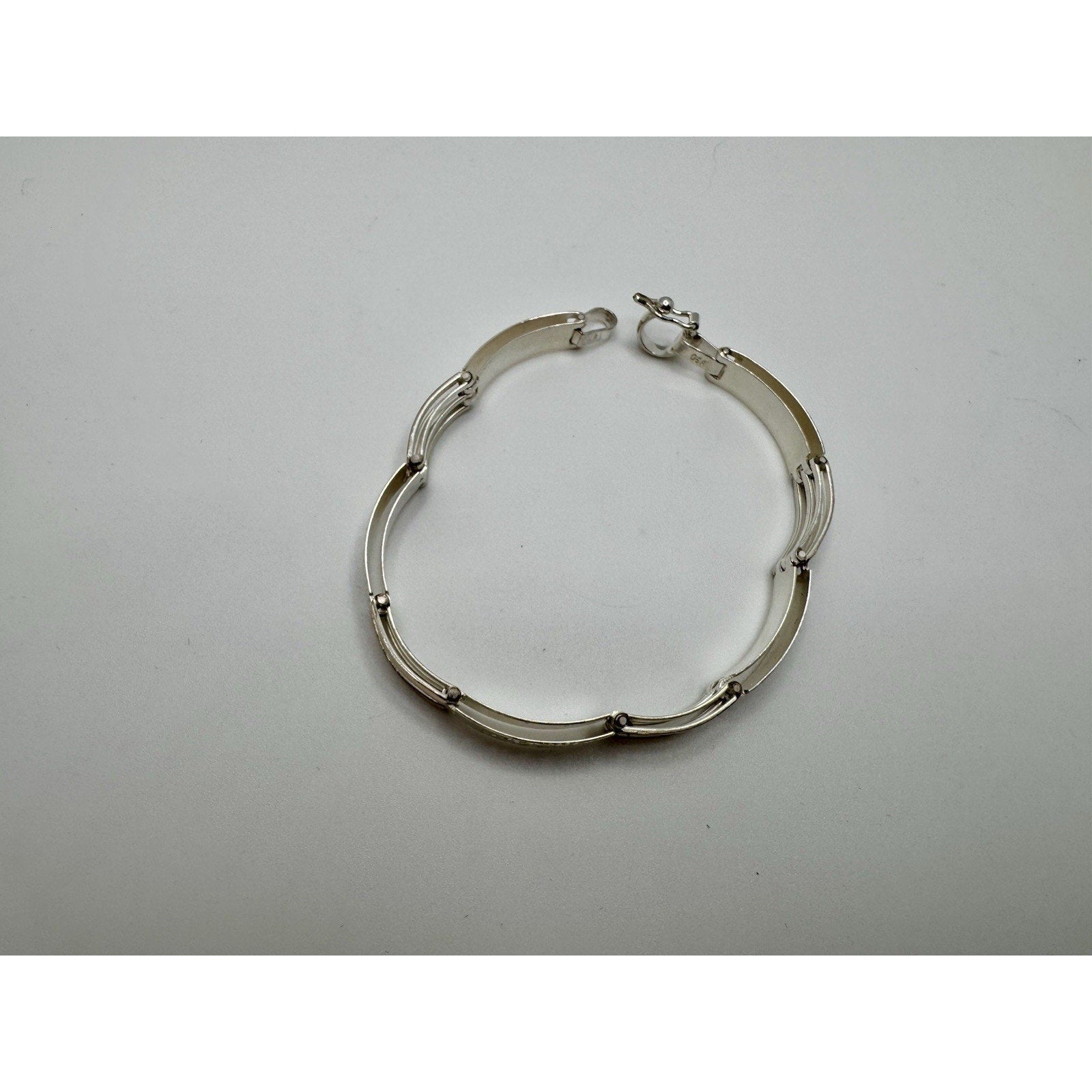 Designer Peruvian Sterling Silver 950 and 18K Gold Inlay Bracelet - 7.5”