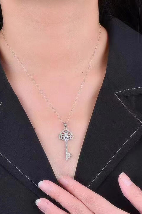 Moissanite 1 Ct - Key Pendant Necklace