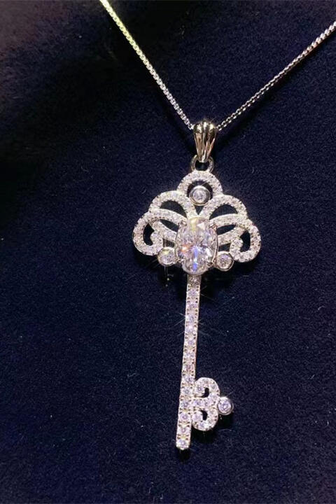 Moissanite 1 Ct - Key Pendant Necklace