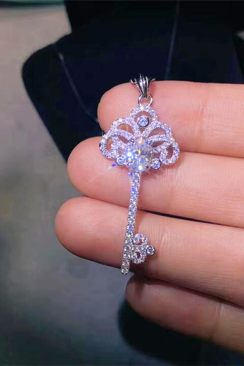 Moissanite 1 Ct - Key Pendant Necklace