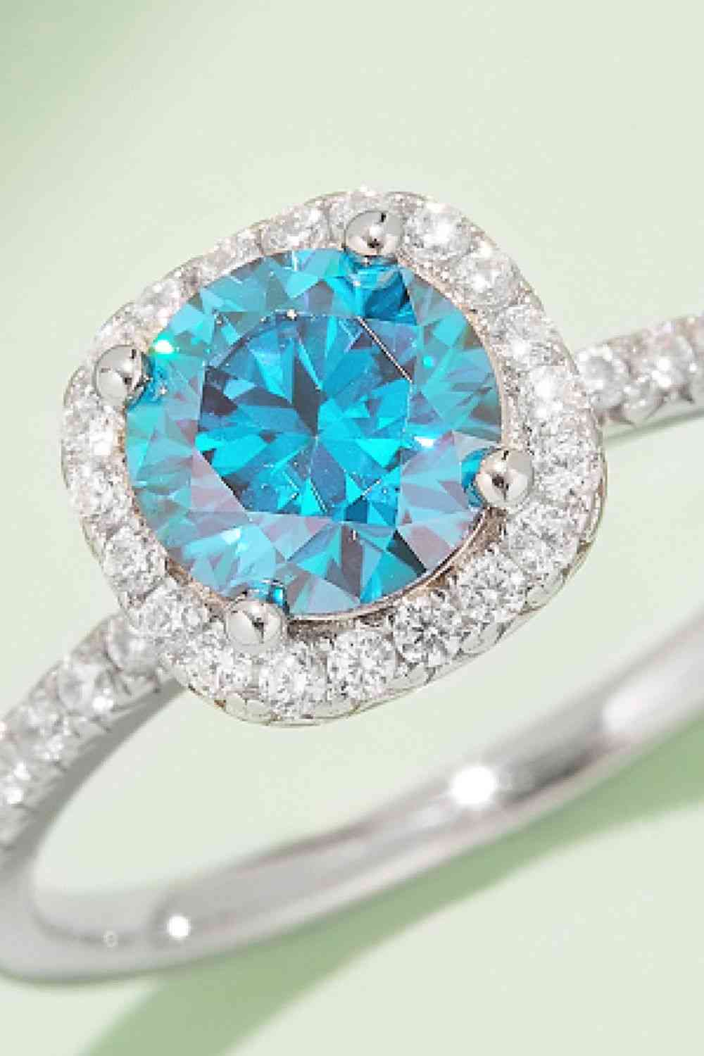Moissanite Diamond 1 Ct -  925 Sterling Silver Halo Ring