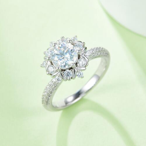 Moissanite Diamond 1 Ct - 925 Sterling Silver Flower Shape Ring