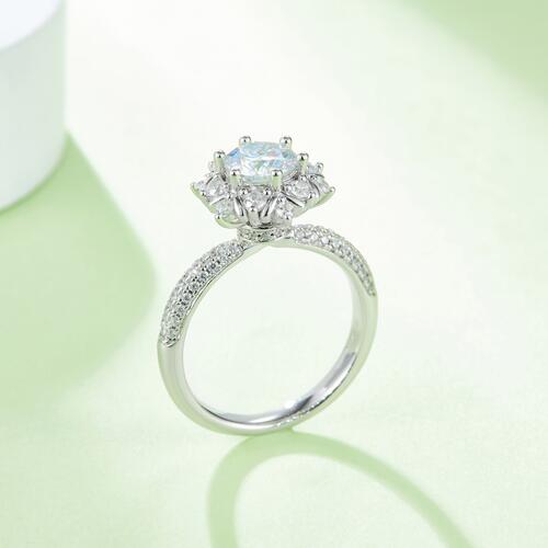 Moissanite Diamond 1 Ct - 925 Sterling Silver Flower Shape Ring