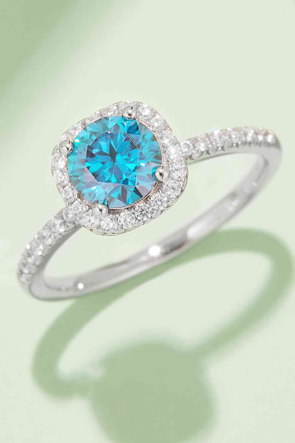 Moissanite Diamond 1 Ct -  925 Sterling Silver Halo Ring