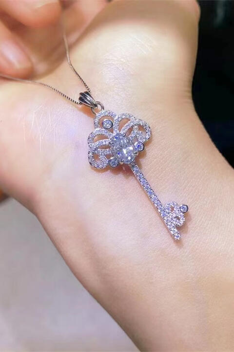 Moissanite 1 Ct - Key Pendant Necklace