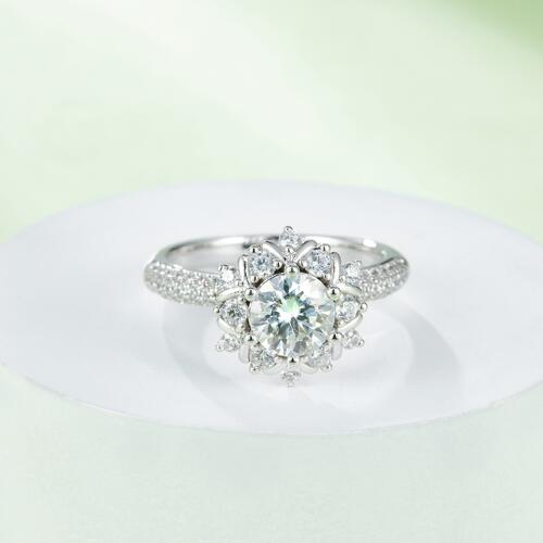 Moissanite Diamond 1 Ct - 925 Sterling Silver Flower Shape Ring